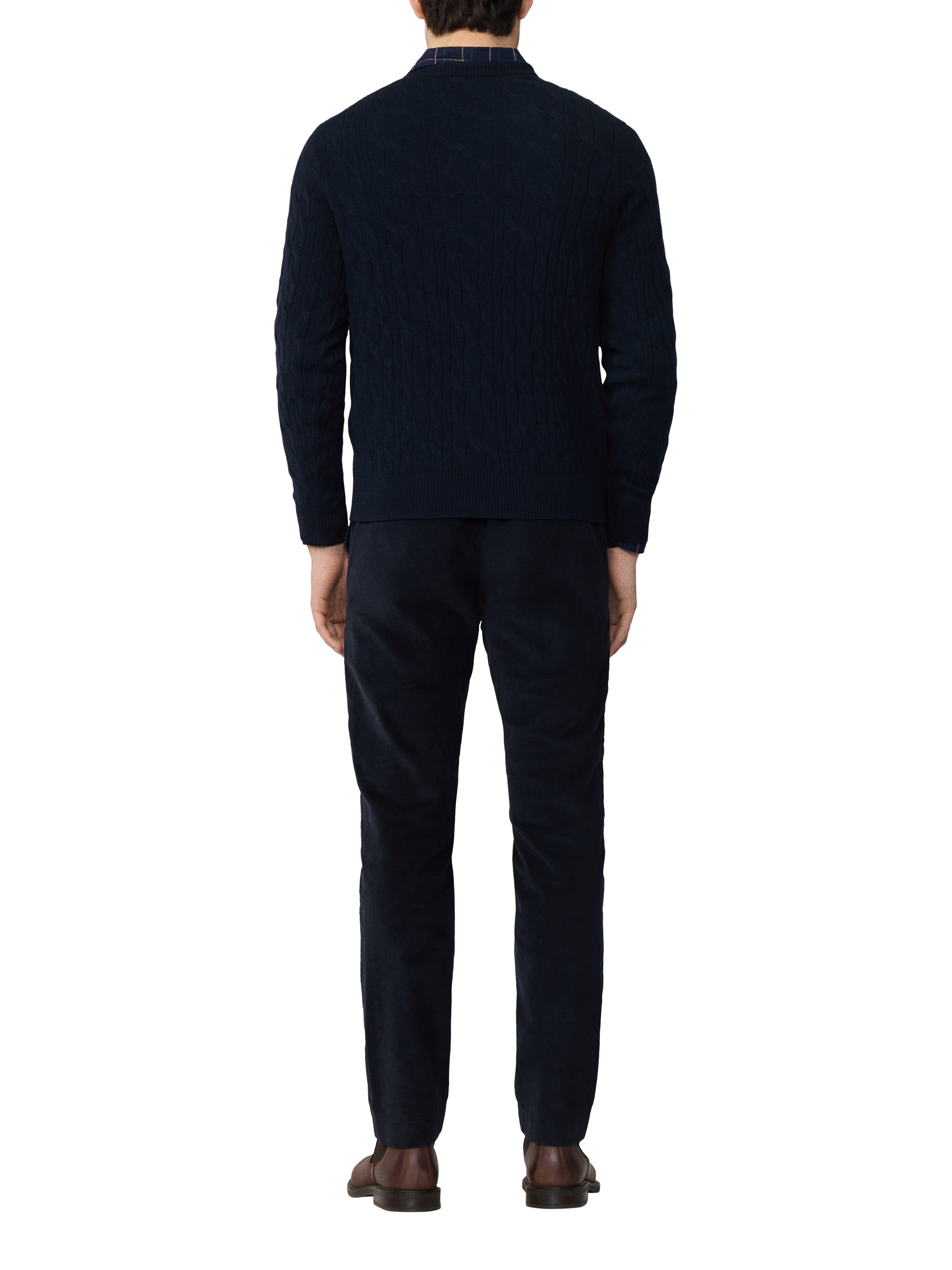 Product image 3 of 7, which shows Hackett London Classic Cable Crew Neck Wool Jumper, Midnight Blue, XXXL