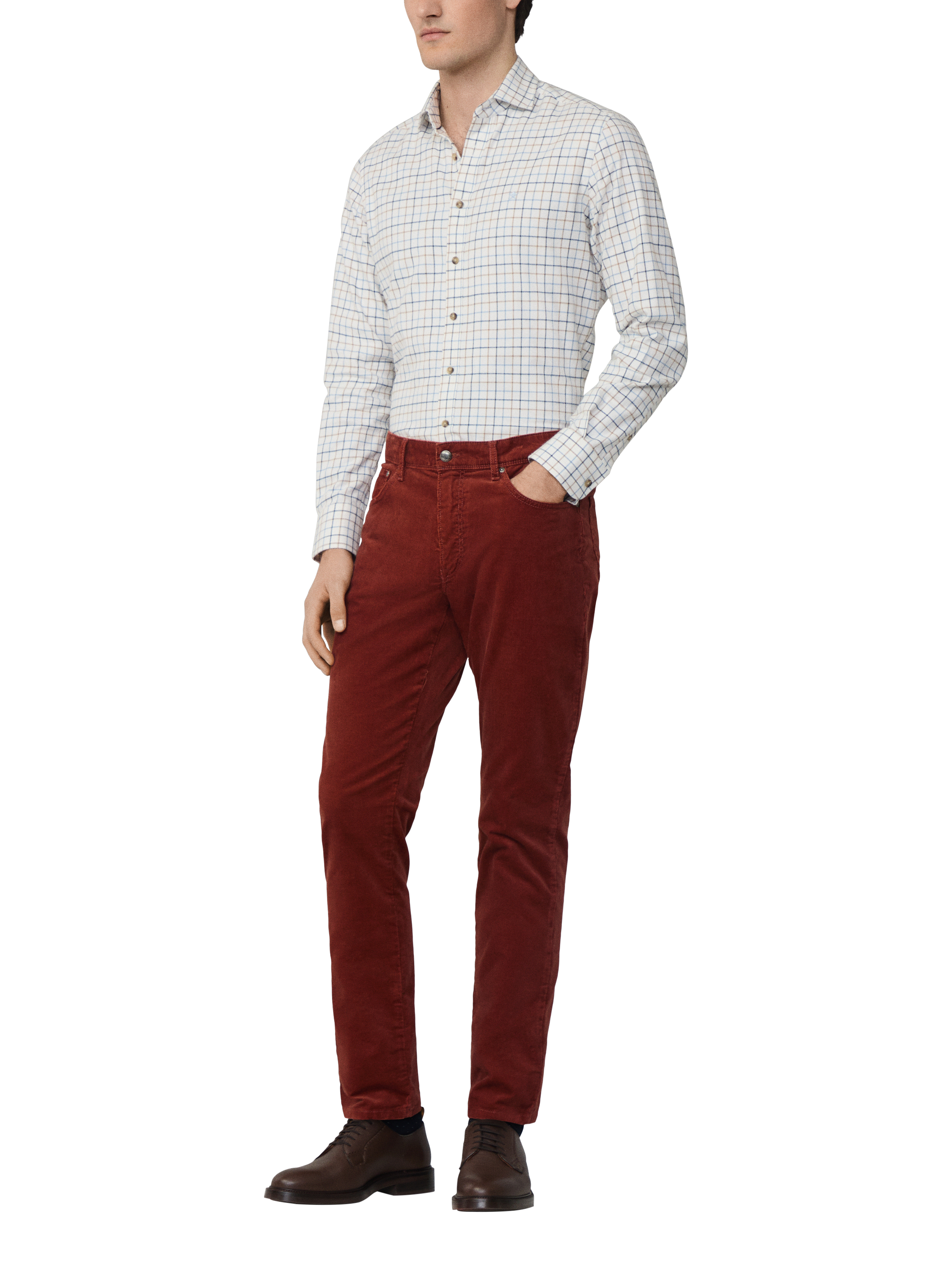 Product image 6 of 7, which shows Hackett London Trinity 5 Pocket Chino Trousers, Cognac Brown, 33R