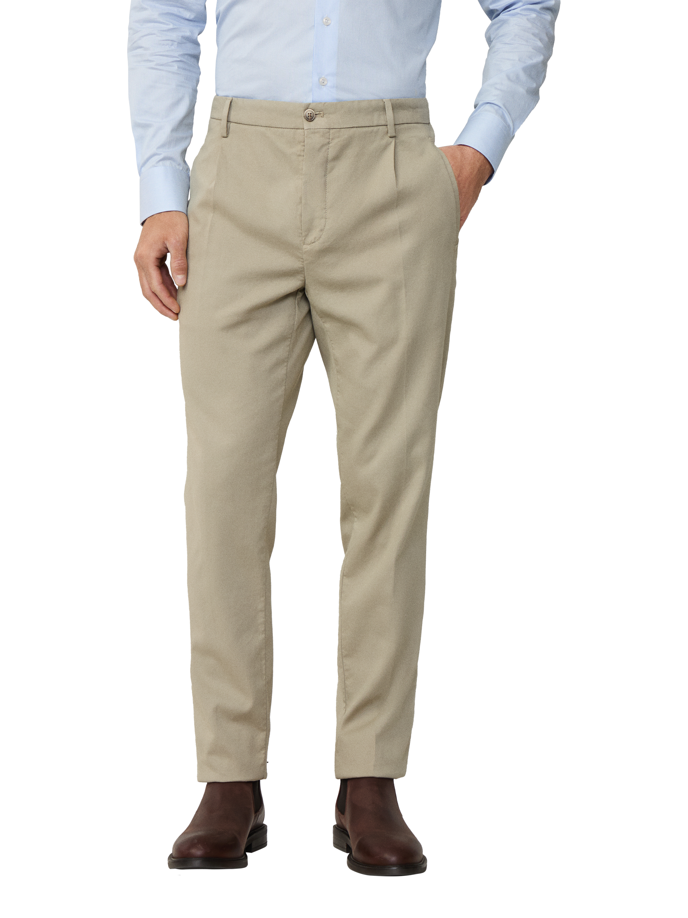 Product image 1 of 6, which shows Hackett London Cotton Regular Chino Trousers, Laurel Green, 34R