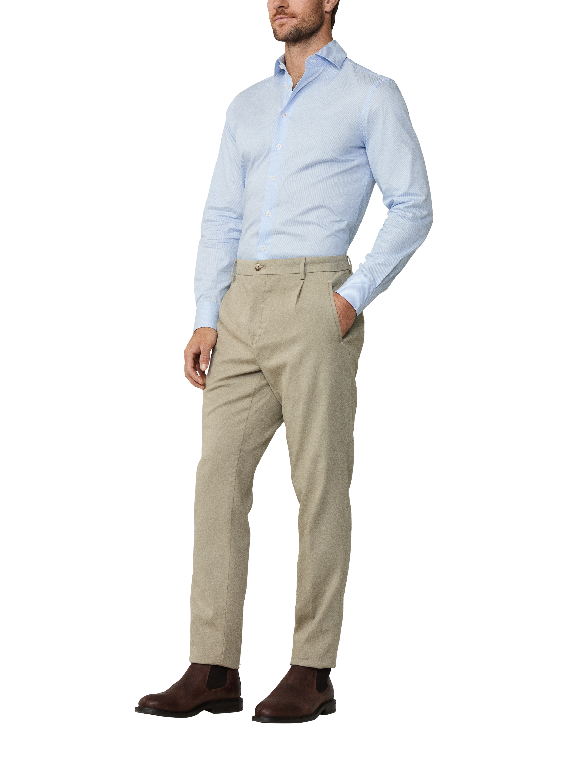 Product image 6 of 6, which shows Hackett London Cotton Regular Chino Trousers, Laurel Green, 34R