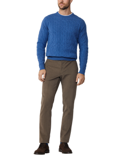 Hackett London Classic Cable Crew Neck Wool Jumper - view 2, Denim Blue