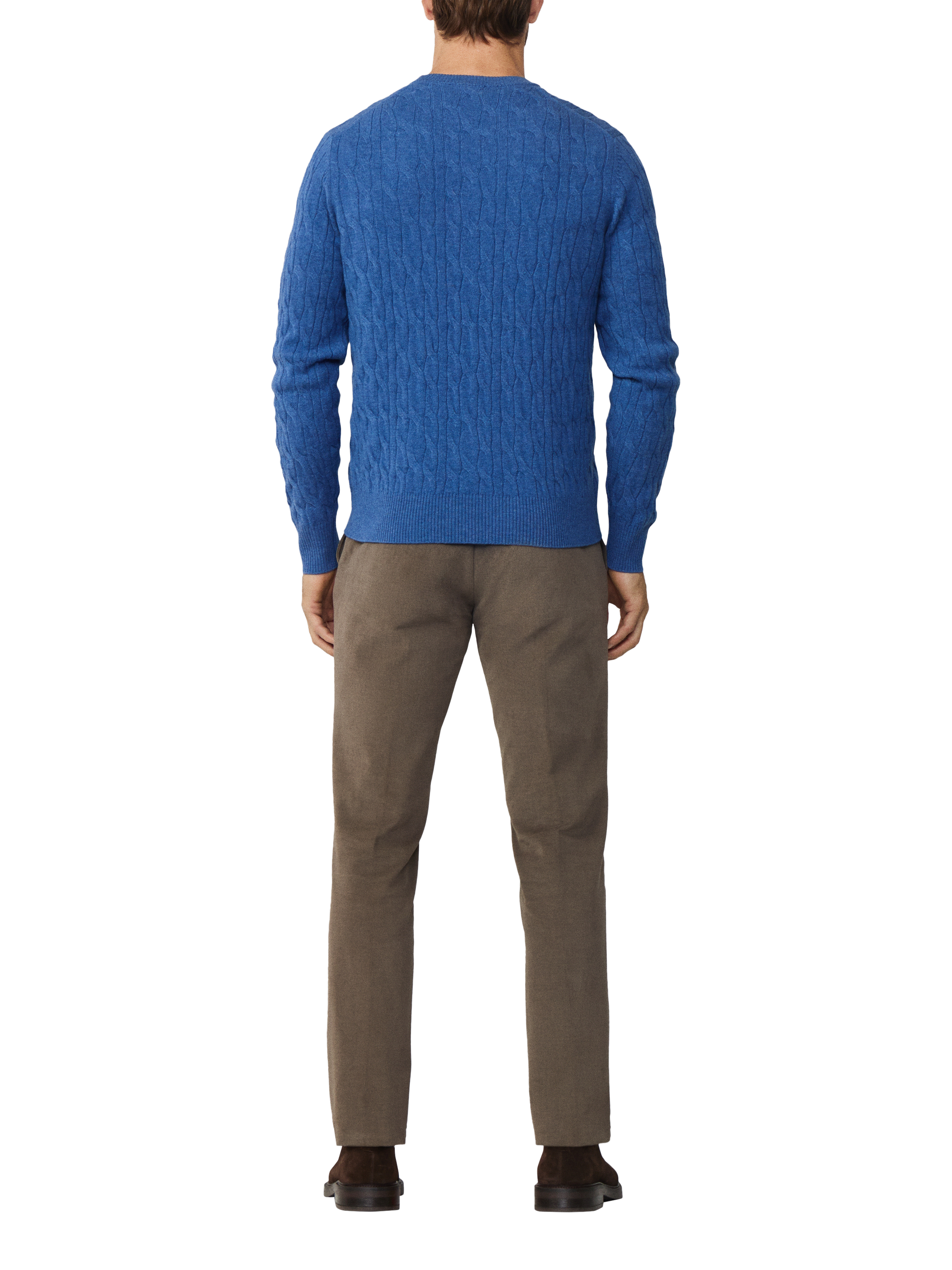 Product image 3 of 7, which shows Hackett London Classic Cable Crew Neck Wool Jumper, Denim Blue, XS