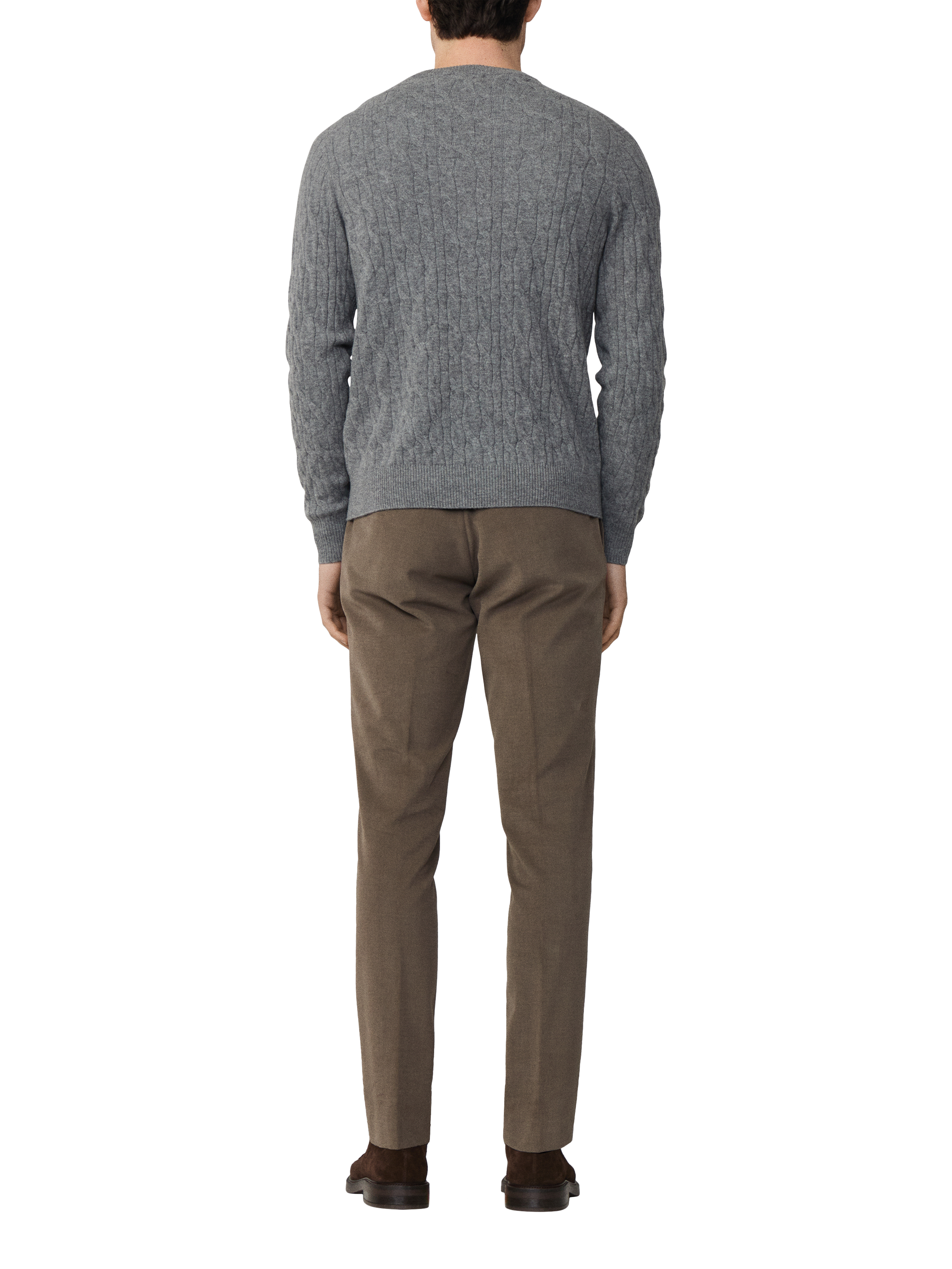 Product image 3 of 7, which shows Hackett London Classic Cable Crew Neck Wool Jumper, Metal Grey, XS
