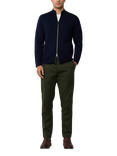 Hackett London Wool High Neck Zip Jersey Cardigan