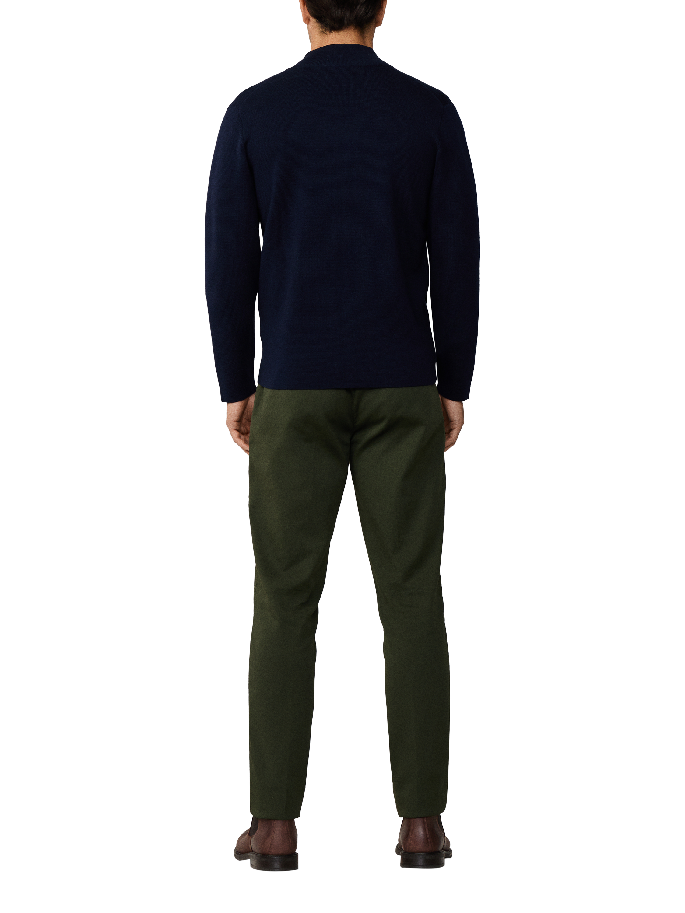 Product image 3 of 6, which shows Hackett London Wool High Neck Zip Jersey Cardigan, Midnight Blue, XXL