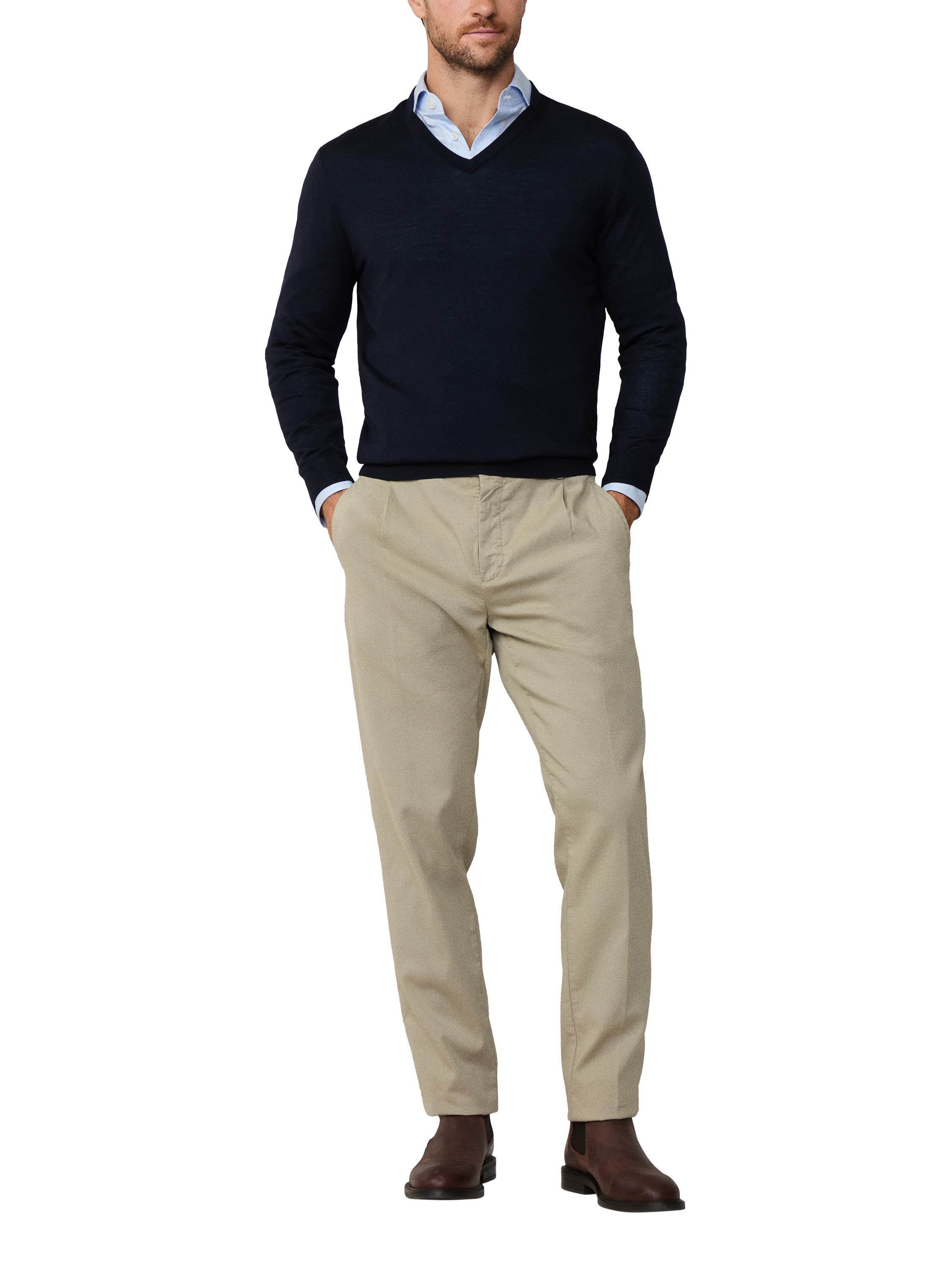 Product image 2 of 5, which shows Hackett London Wool V Neck Jumper, Midnight Blue, XXL