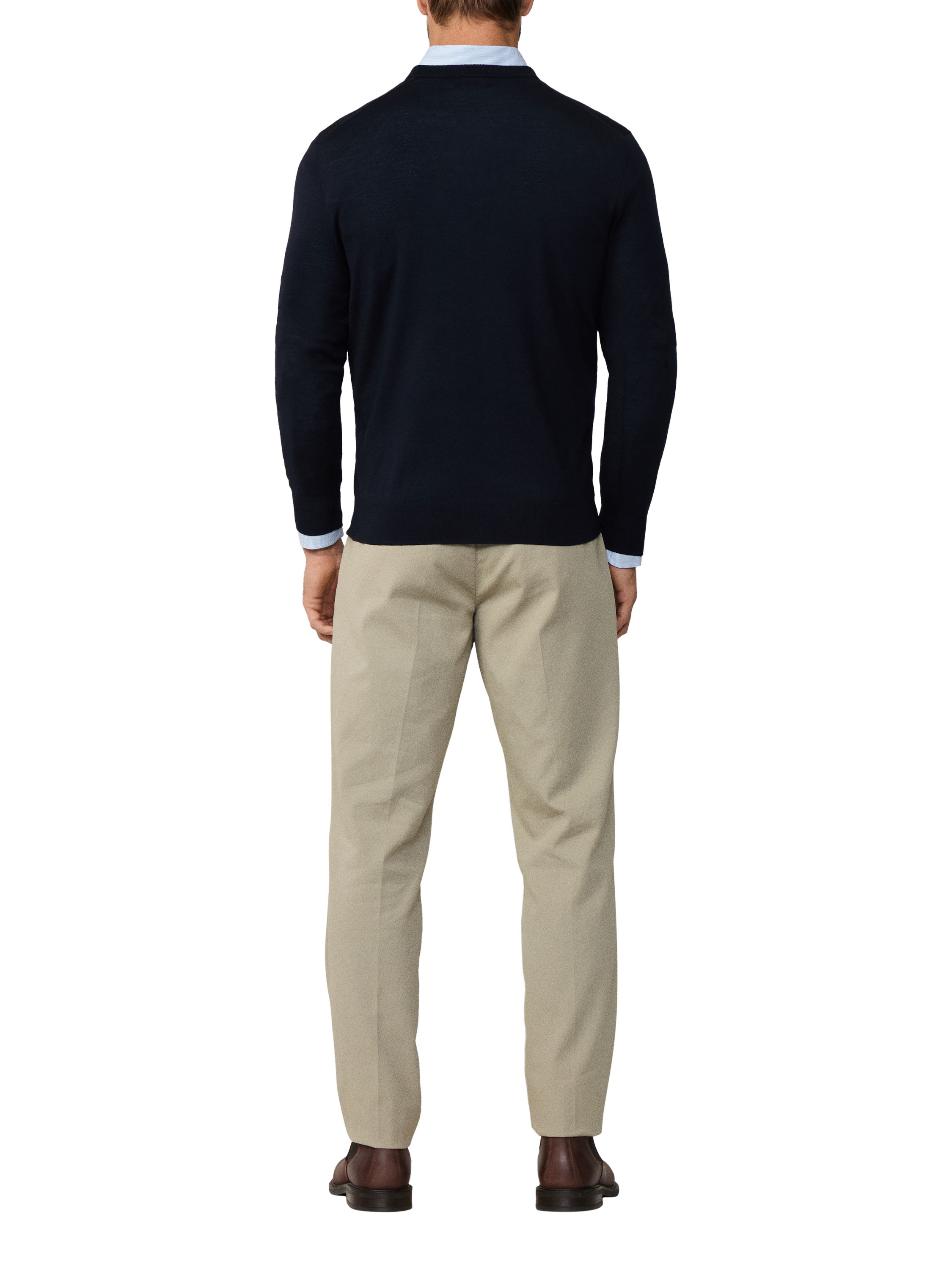 Product image 3 of 5, which shows Hackett London Wool V Neck Jumper, Midnight Blue, XXL