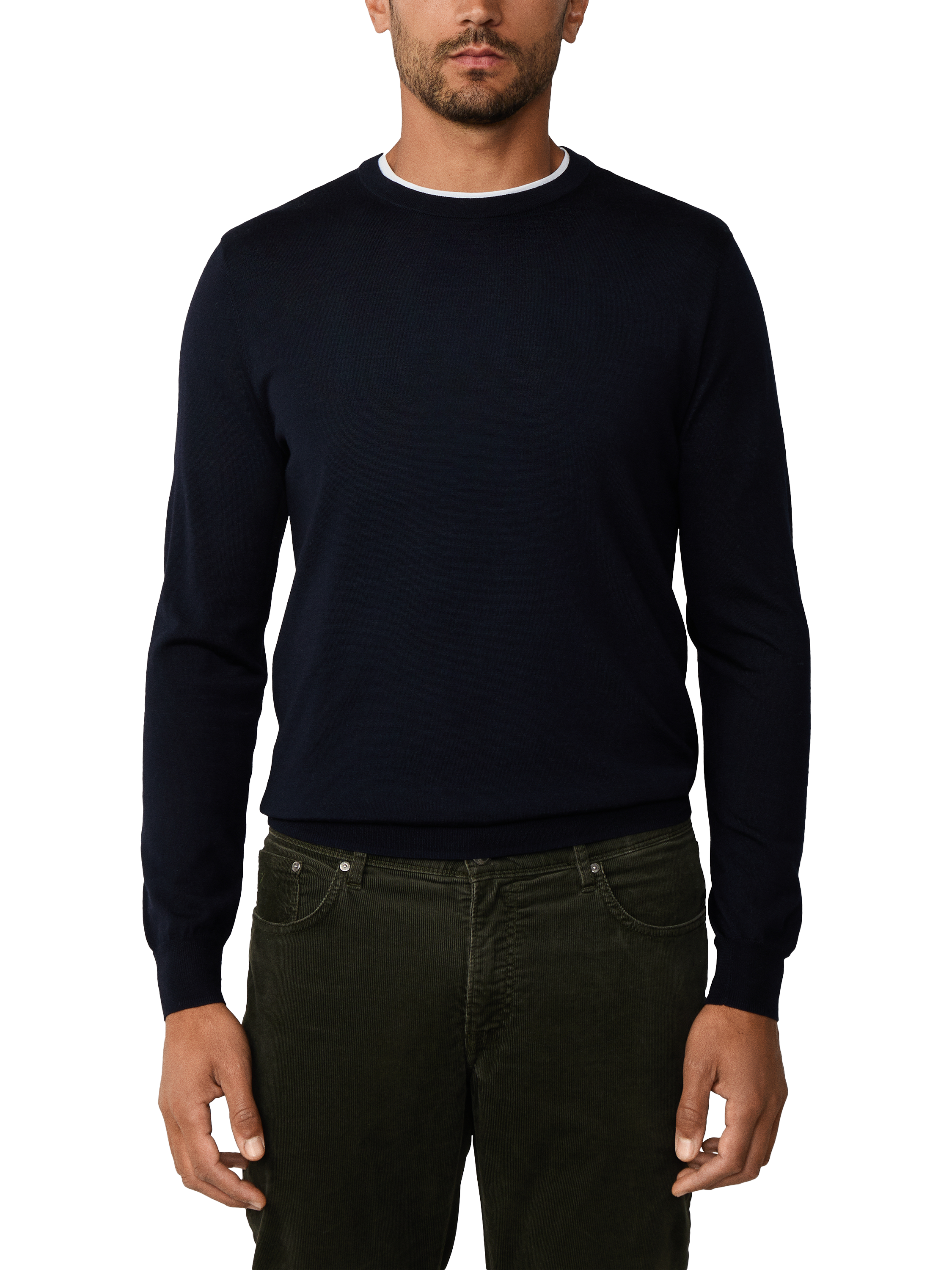 Product image 1 of 5, which shows Hackett London Wool Blend Collar Jumper, Midnight Blue, XXL