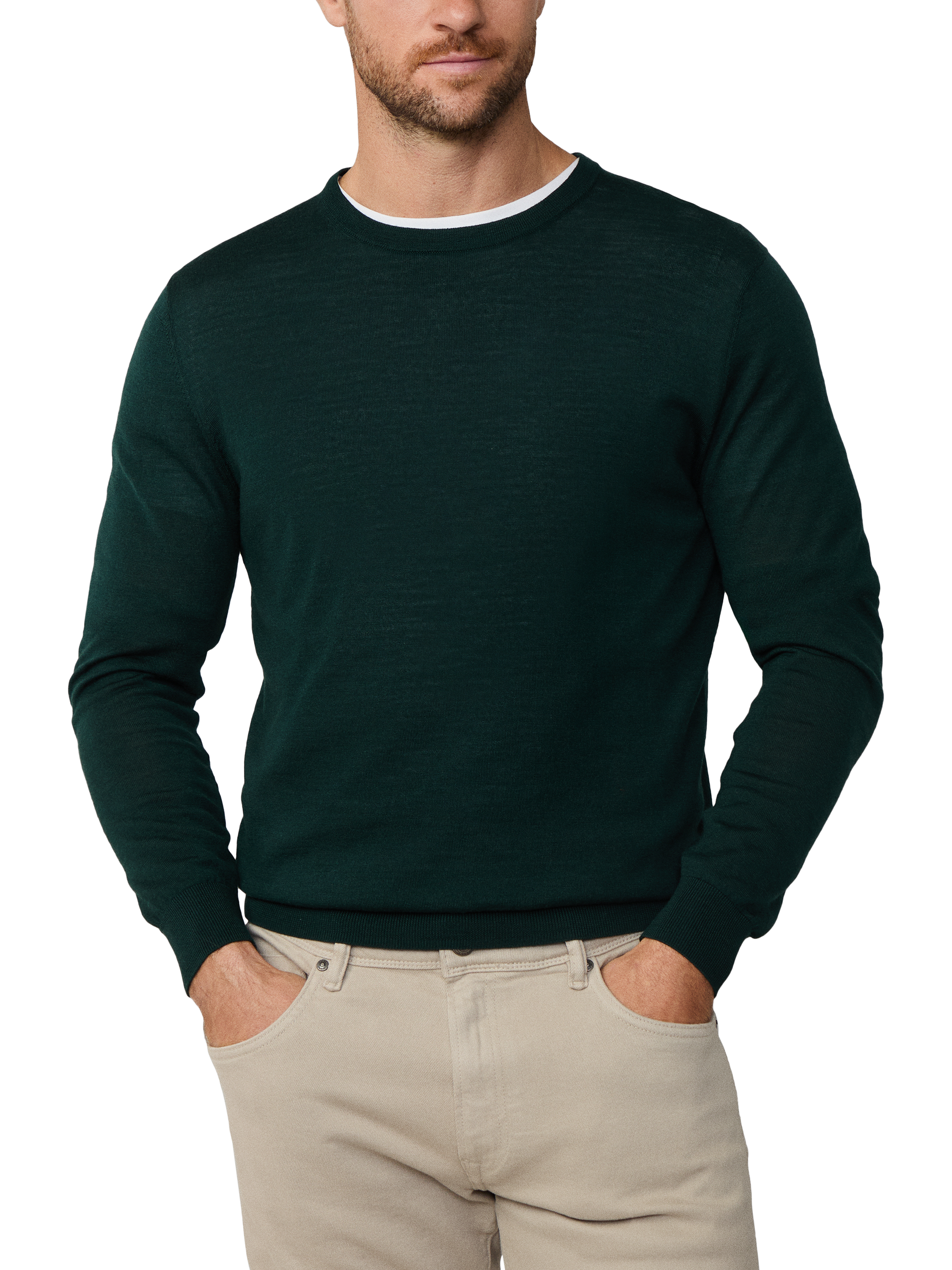 Product image 1 of 5, which shows Hackett London Wool Crew Neck Jumper, Dark Green, XXL
