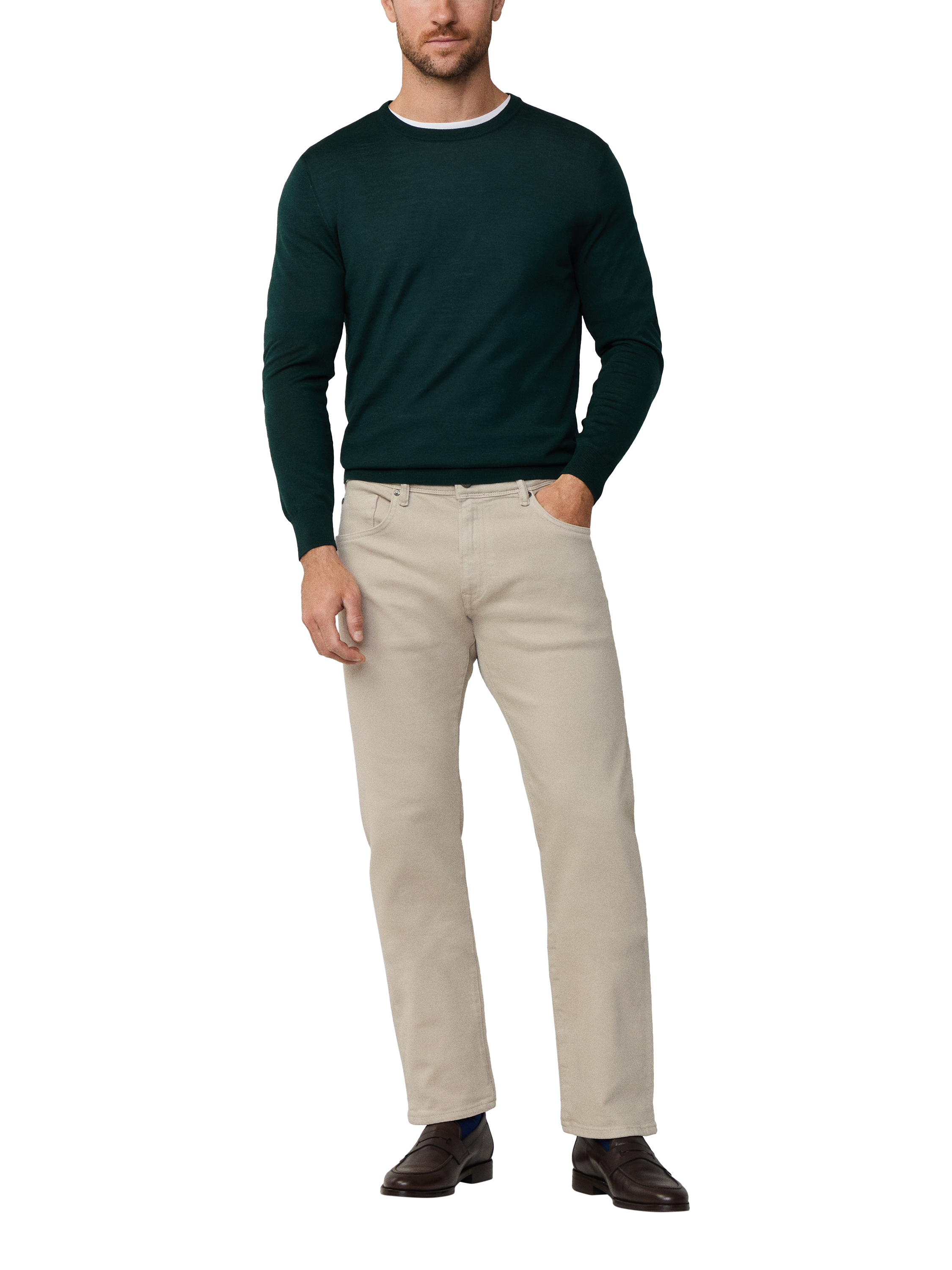 Product image 2 of 5, which shows Hackett London Wool Crew Neck Jumper, Dark Green, XXL