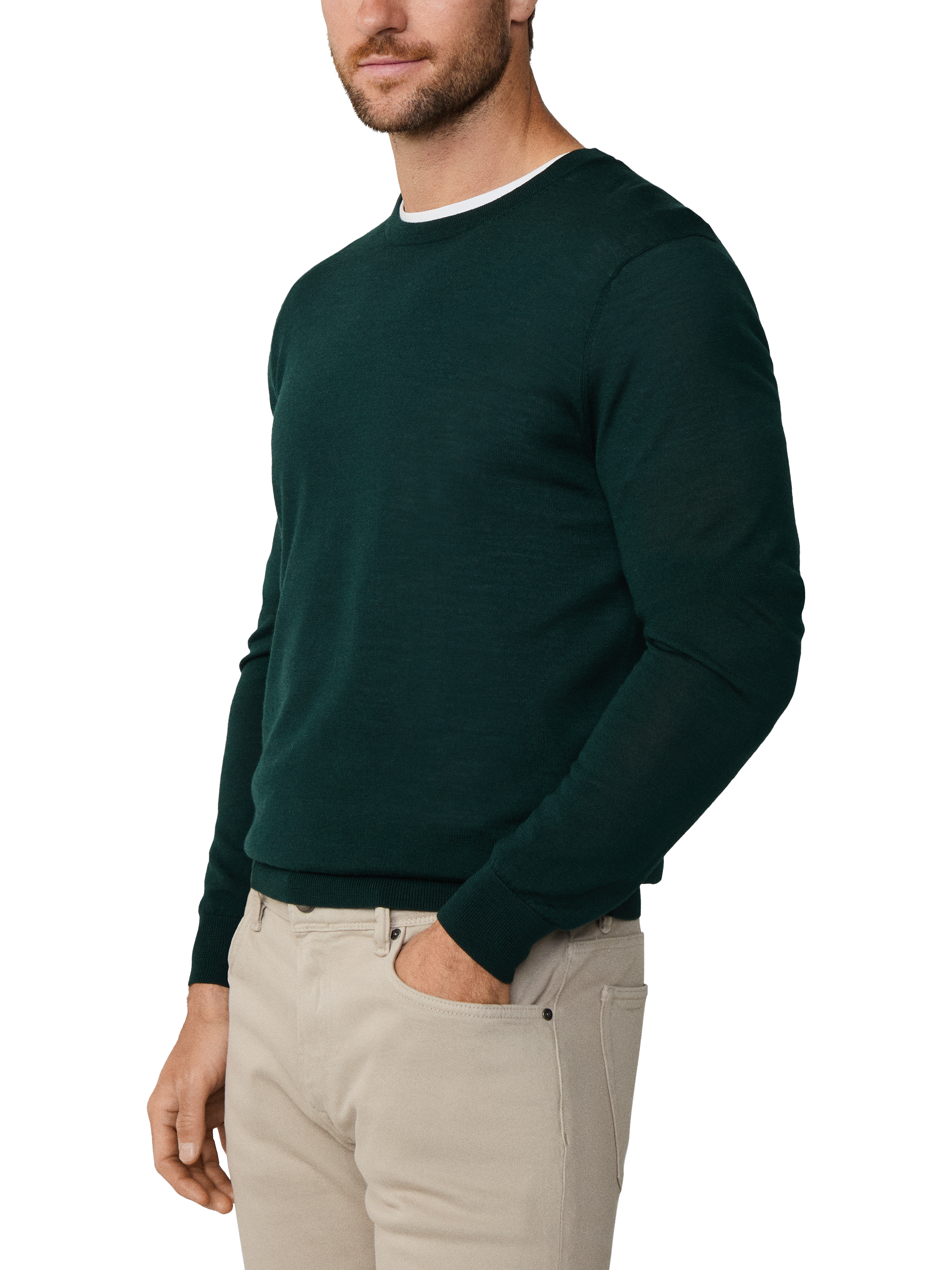 Product image 5 of 5, which shows Hackett London Wool Crew Neck Jumper, Dark Green, XXL
