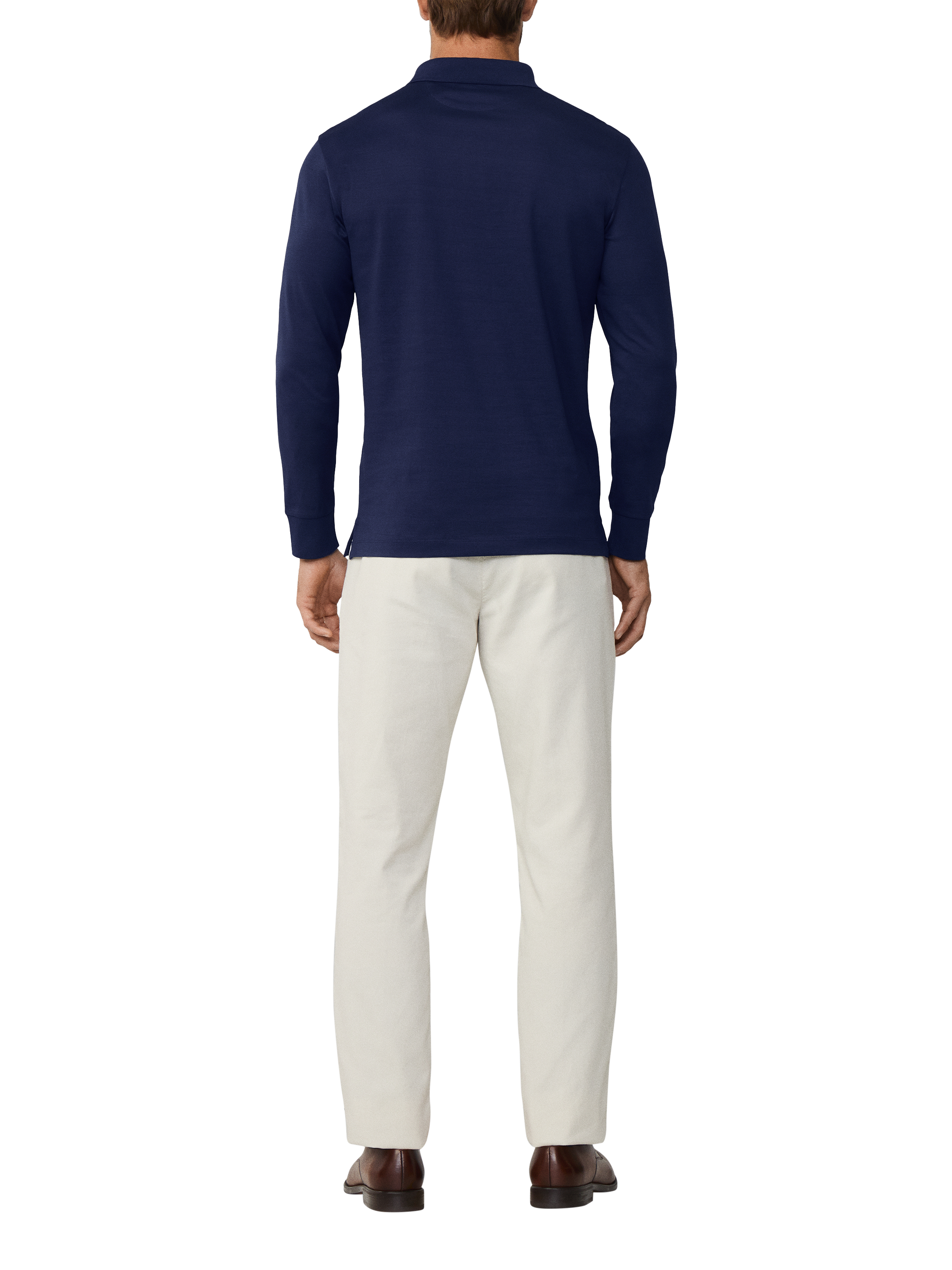 Product image 3 of 5, which shows Hackett London Cotton Long Sleeve Polo Shirt, Ink Blue, XXL