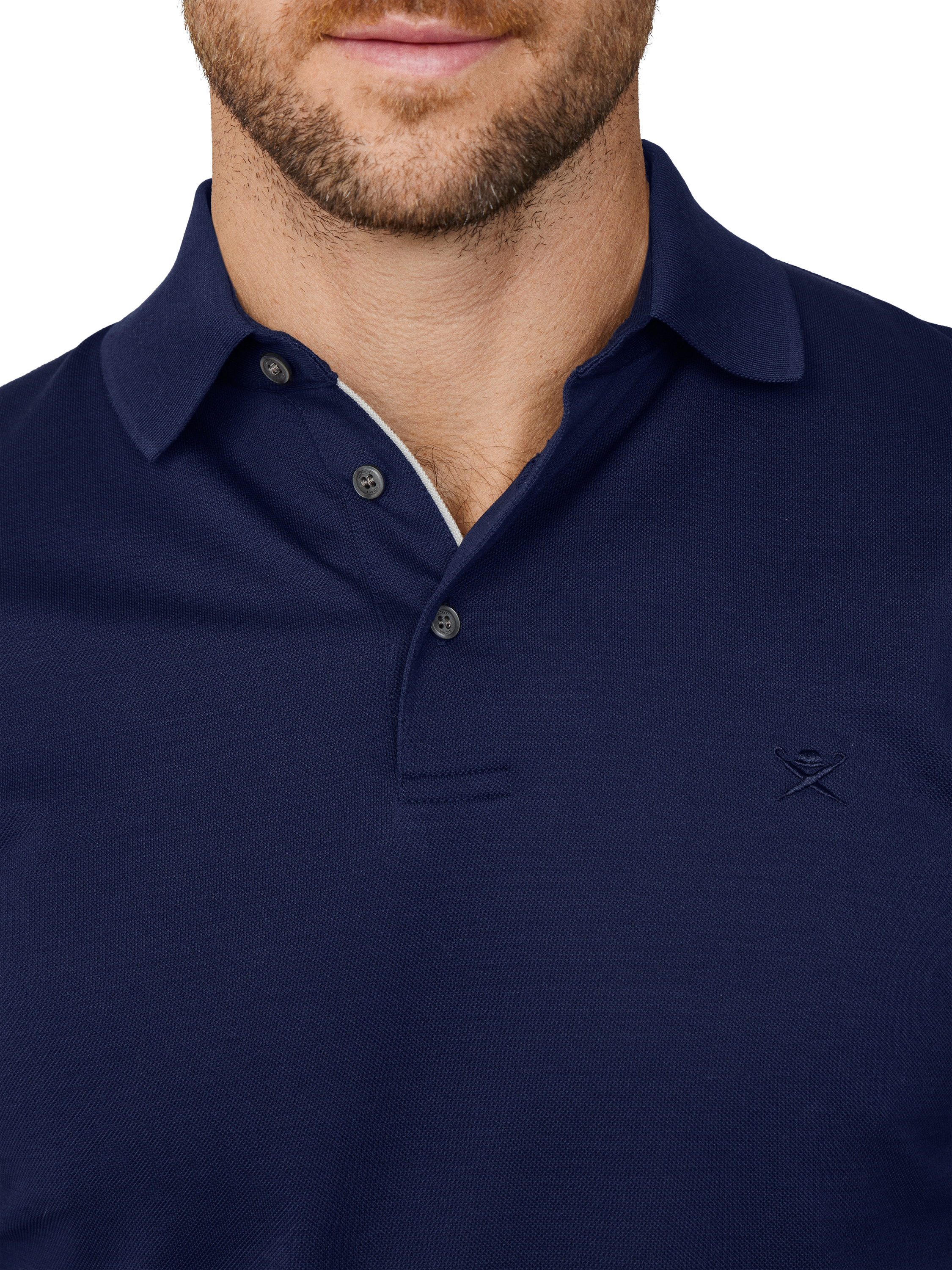Product image 4 of 5, which shows Hackett London Cotton Long Sleeve Polo Shirt, Ink Blue, XXL