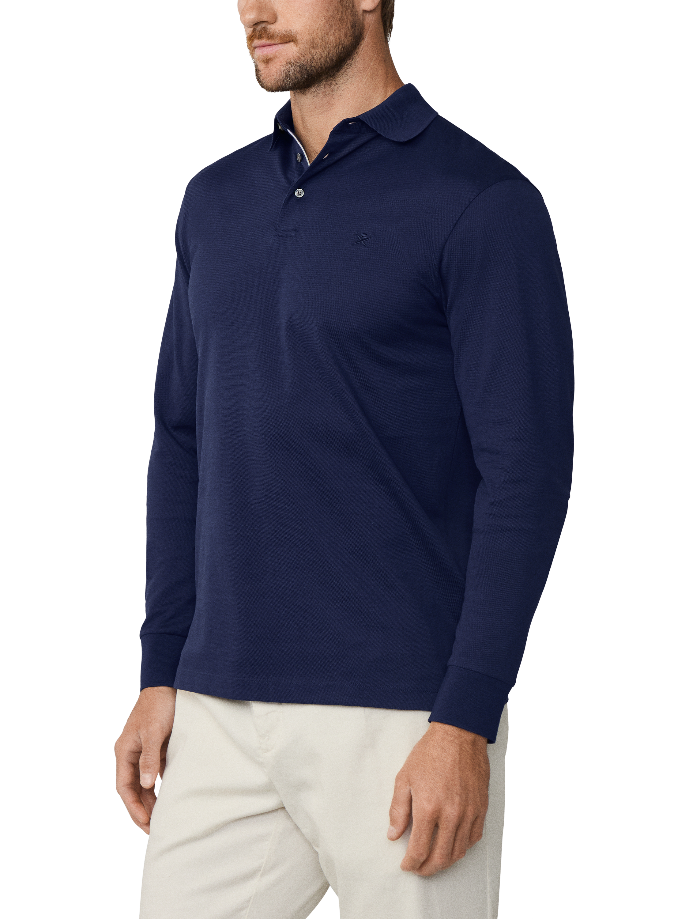 Product image 5 of 5, which shows Hackett London Cotton Long Sleeve Polo Shirt, Ink Blue, XXL