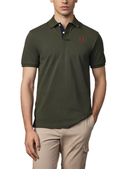 Hackett London Cotton Short Sleeve Polo Shirt, Hunter Green