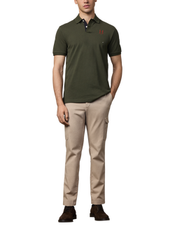 Hackett London Cotton Short Sleeve Polo Shirt - view 2, Hunter Green