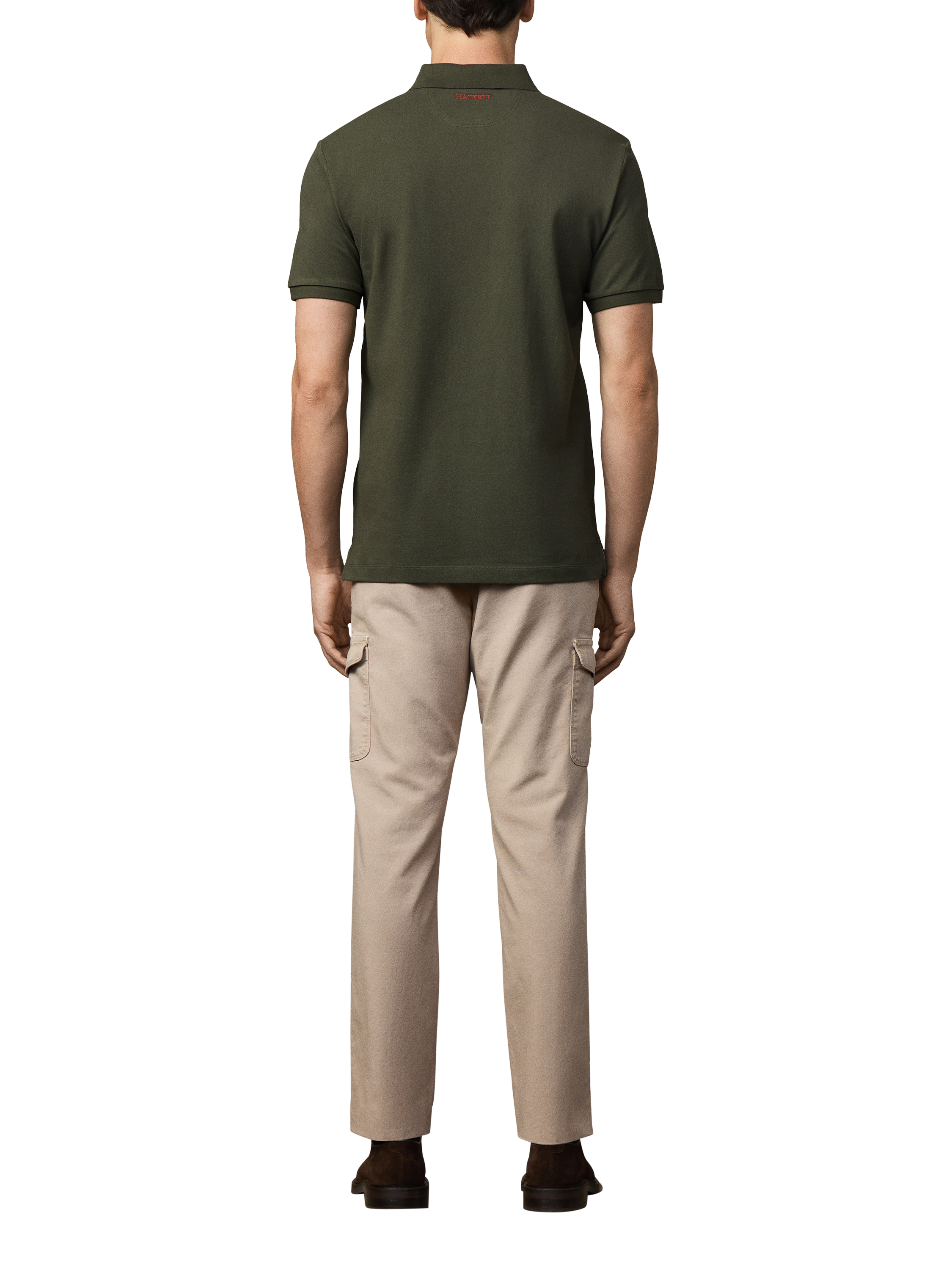 Product image 3 of 5, which shows Hackett London Cotton Short Sleeve Polo Shirt, Hunter Green, XXL