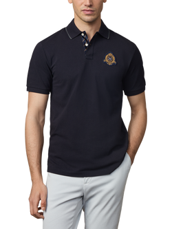 Hackett London Cotton Short Sleeve Round Polo Shirt, Midnight Blue