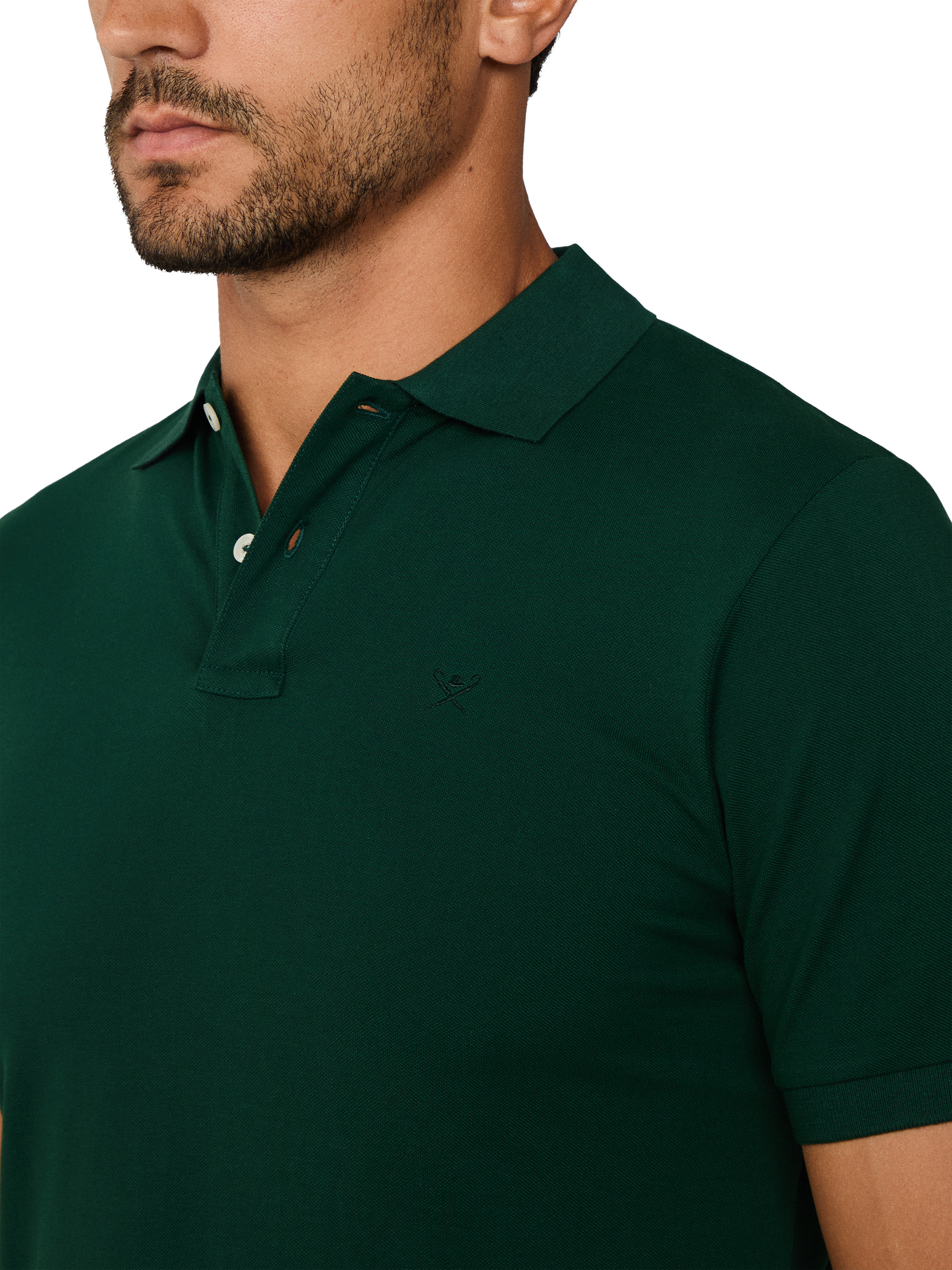 Product image 4 of 5, which shows Hackett London Embroidered Logo Cotton Polo Shirt, Forest Night Green, L