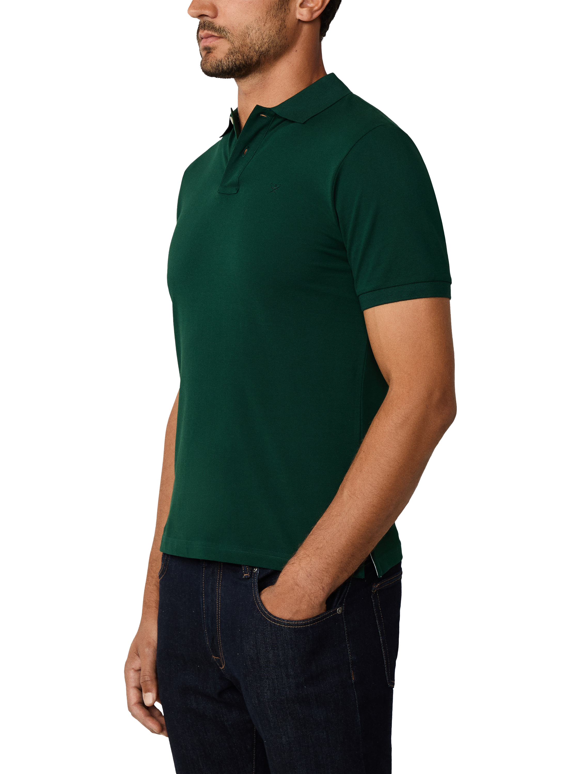 Product image 5 of 5, which shows Hackett London Embroidered Logo Cotton Polo Shirt, Forest Night Green, L