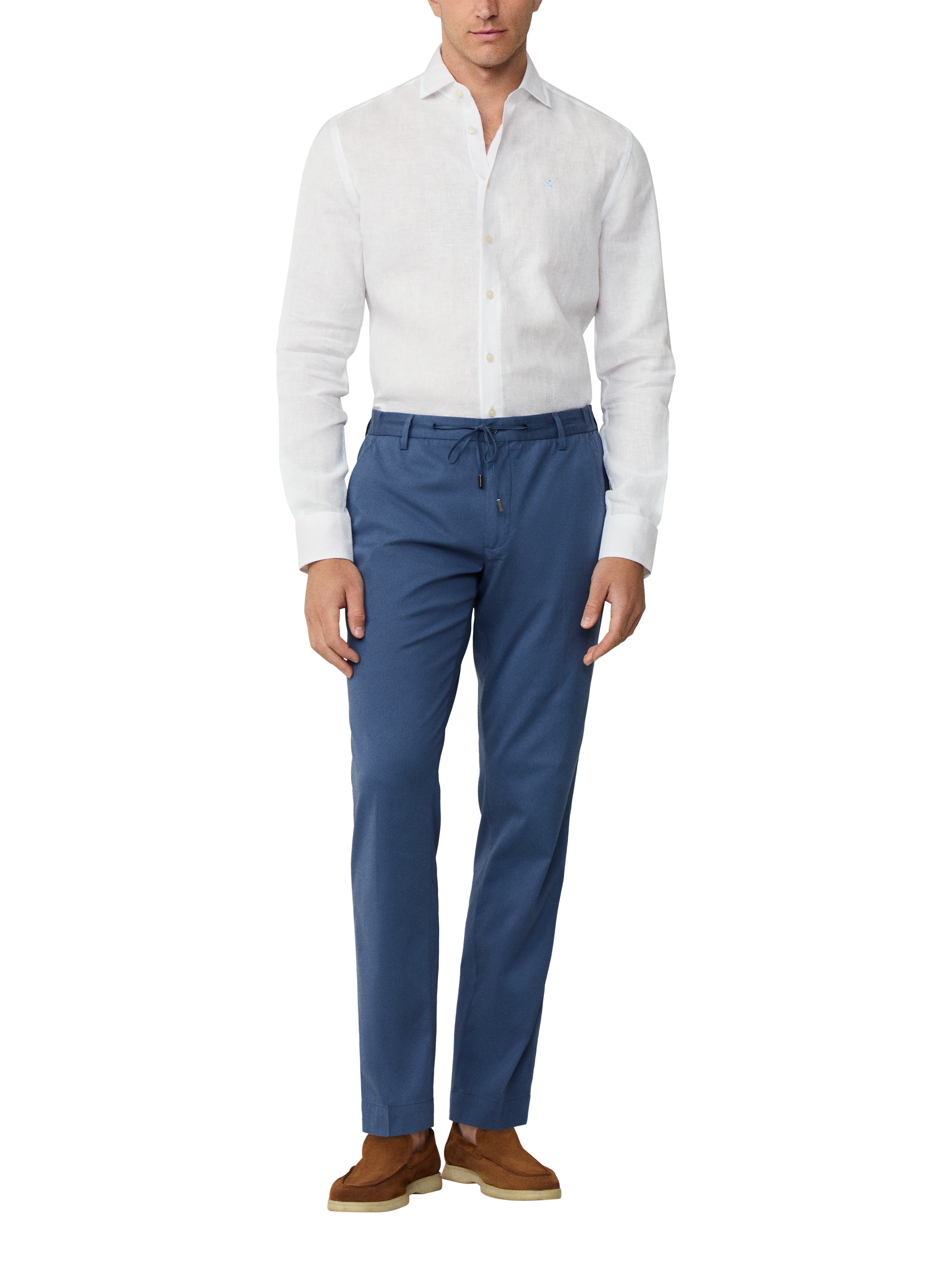 Product image 2 of 5, which shows Hackett London Linen Long Sleeve Collar Shirt, Optic White, XXL