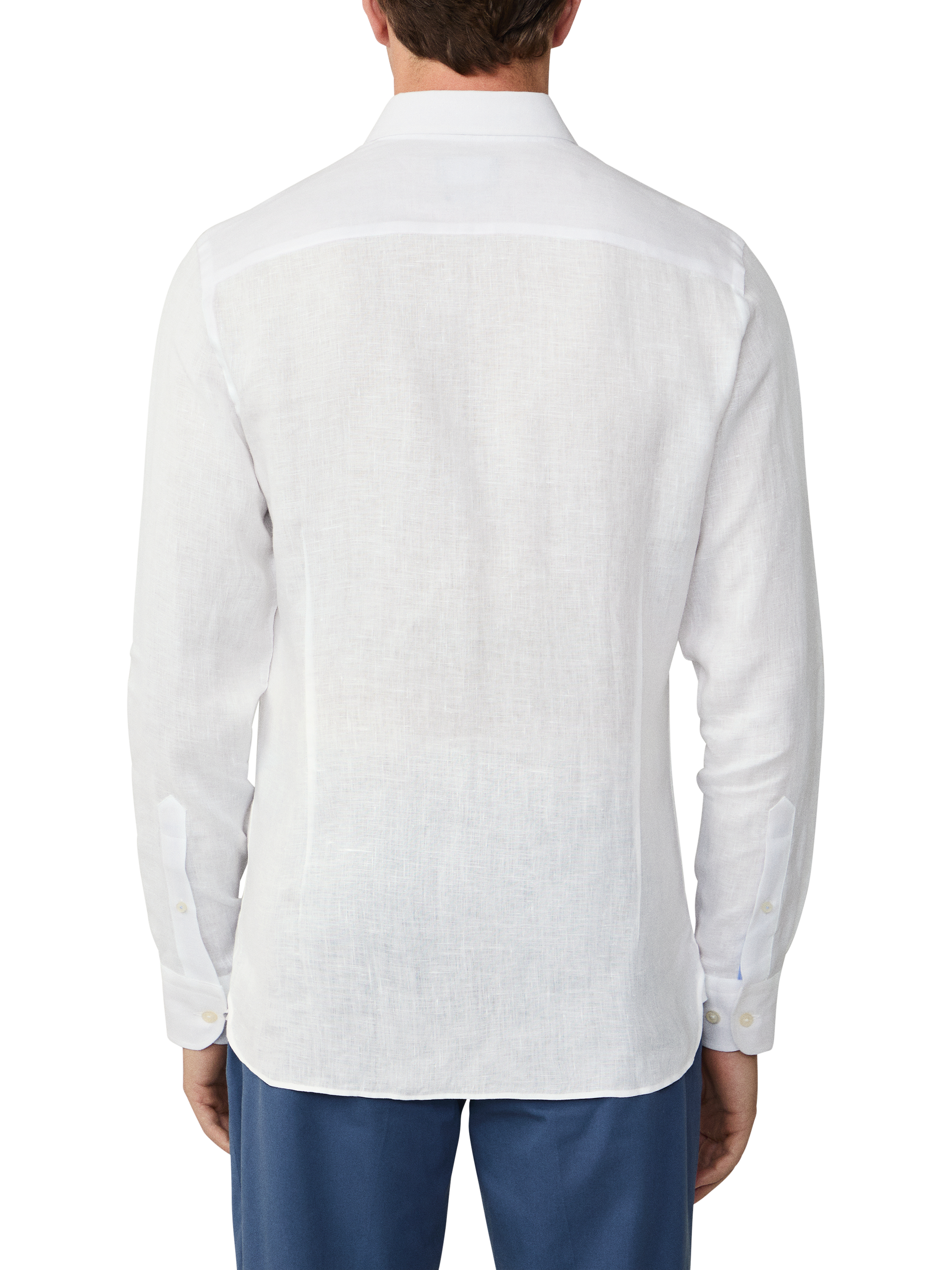 Product image 3 of 5, which shows Hackett London Linen Long Sleeve Collar Shirt, Optic White, XXL