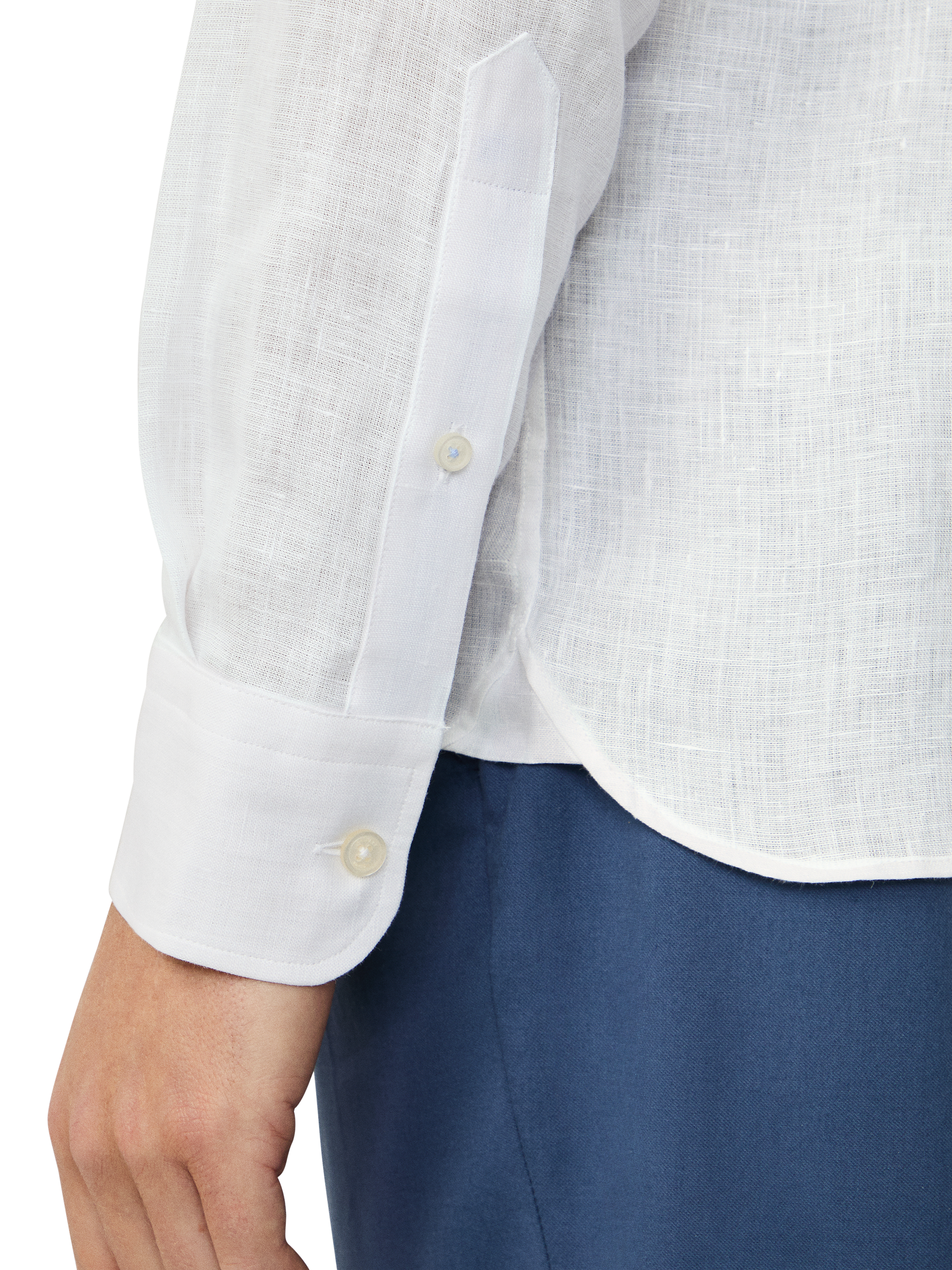 Product image 5 of 5, which shows Hackett London Linen Long Sleeve Collar Shirt, Optic White, XXL