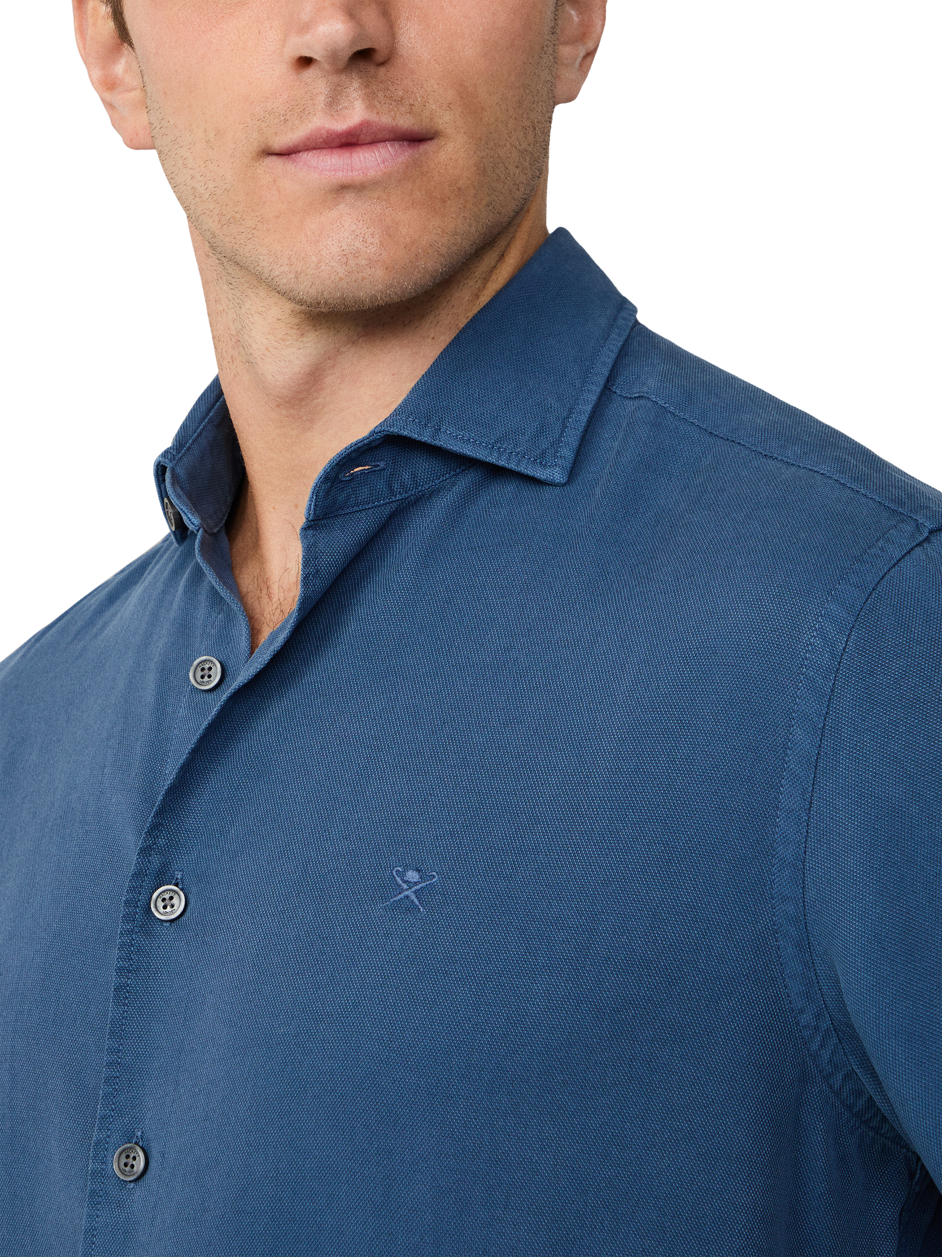 Product image 4 of 5, which shows Hackett London Embroidered Logo Shirt, Dark Denim Blue, XXL