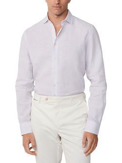 Hackett London Linen Stripe Long Sleeve Collar Shirt, Lilac