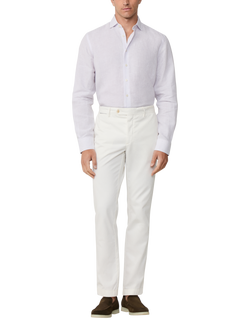 Hackett London Linen Stripe Long Sleeve Collar Shirt - view 2, Lilac