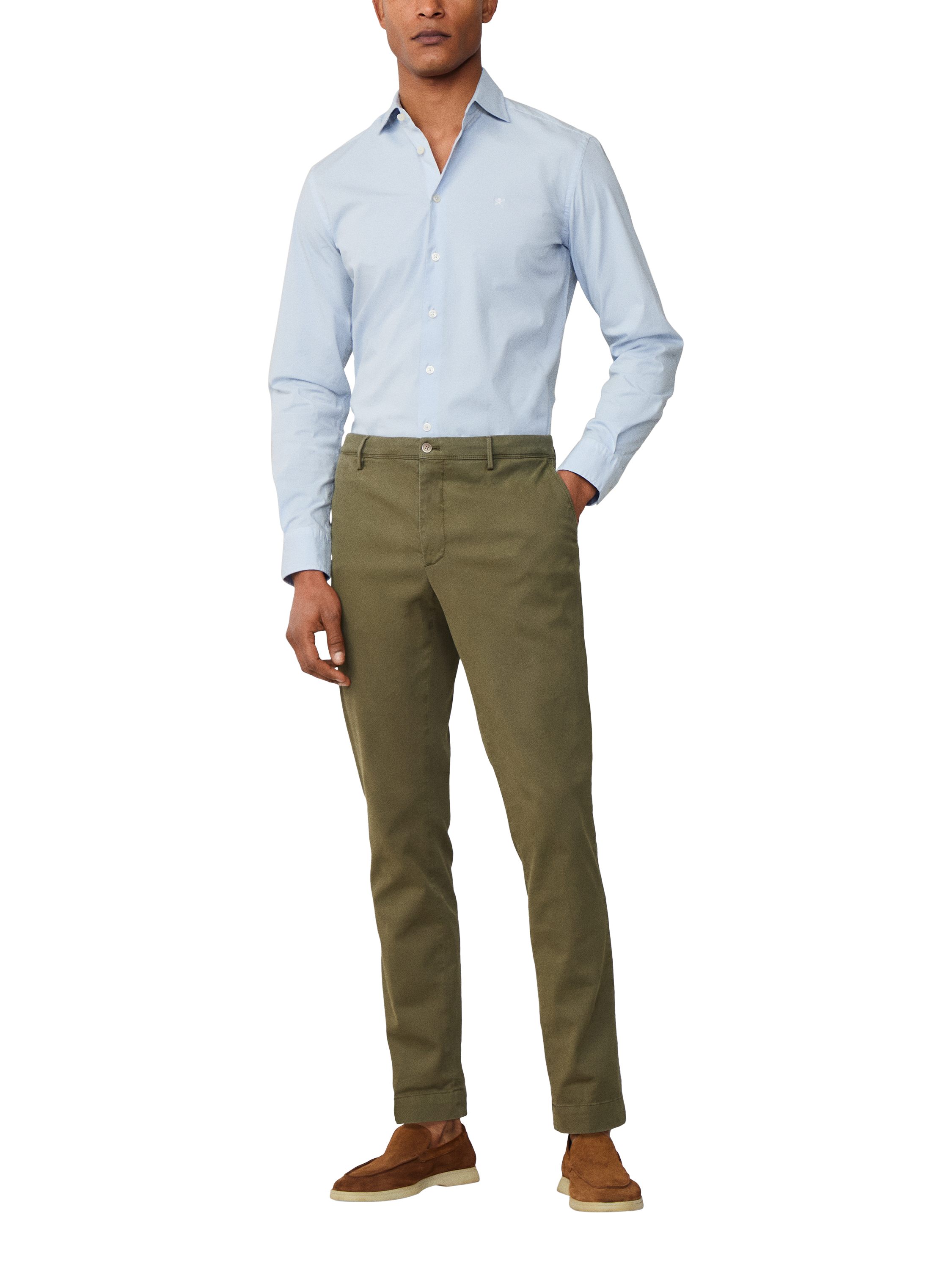 Product image 2 of 5, which shows Hackett London Embroidered Logo Cotton Blend Shirt, Sky Blue, XXL