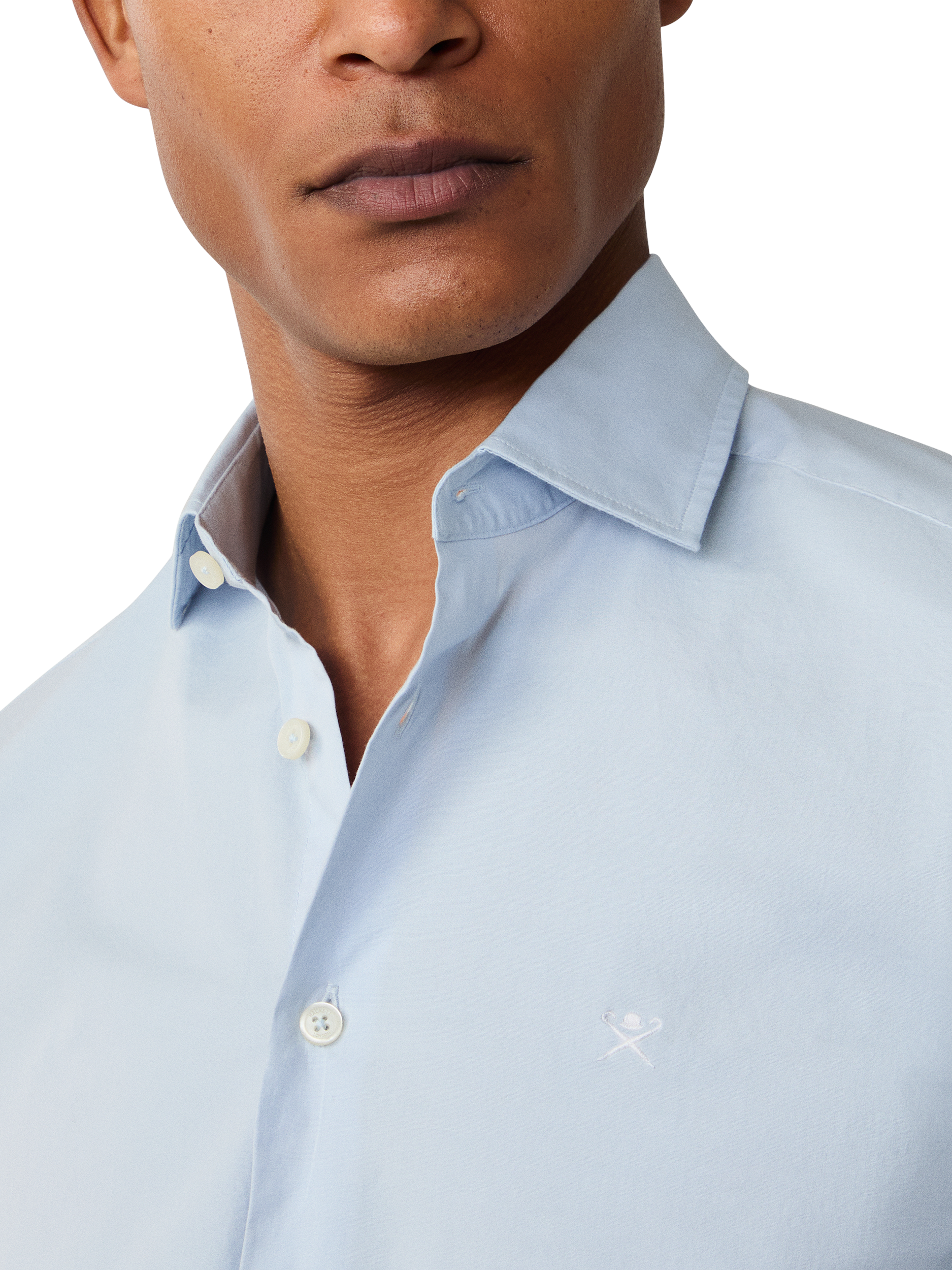 Product image 4 of 5, which shows Hackett London Embroidered Logo Cotton Blend Shirt, Sky Blue, XXL