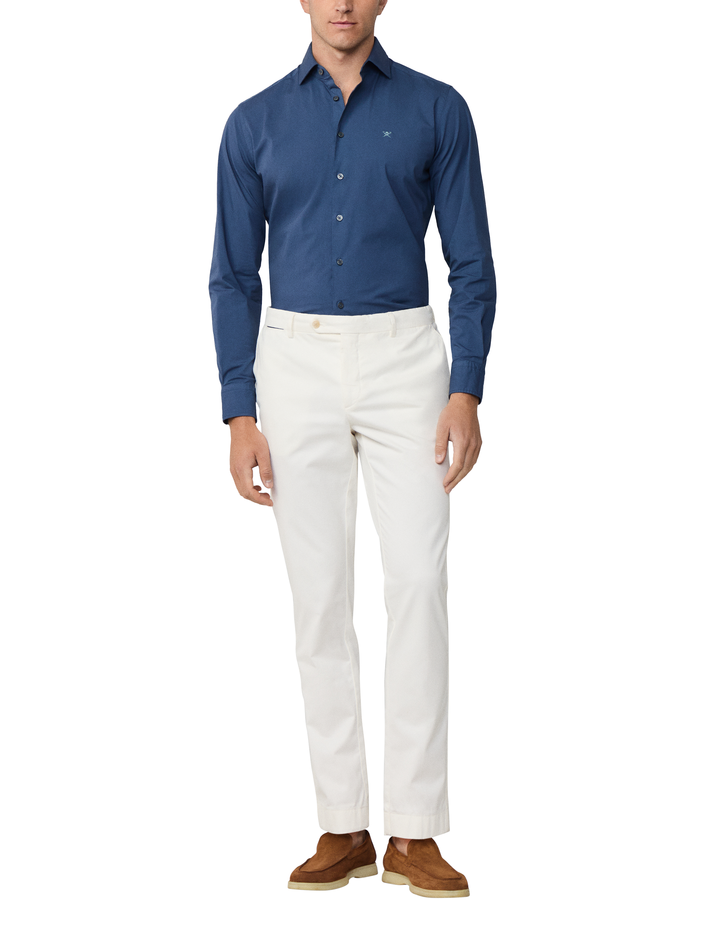 Product image 2 of 4, which shows Hackett London Cotton Blend Shirt, Dark Denim Blue, XXL