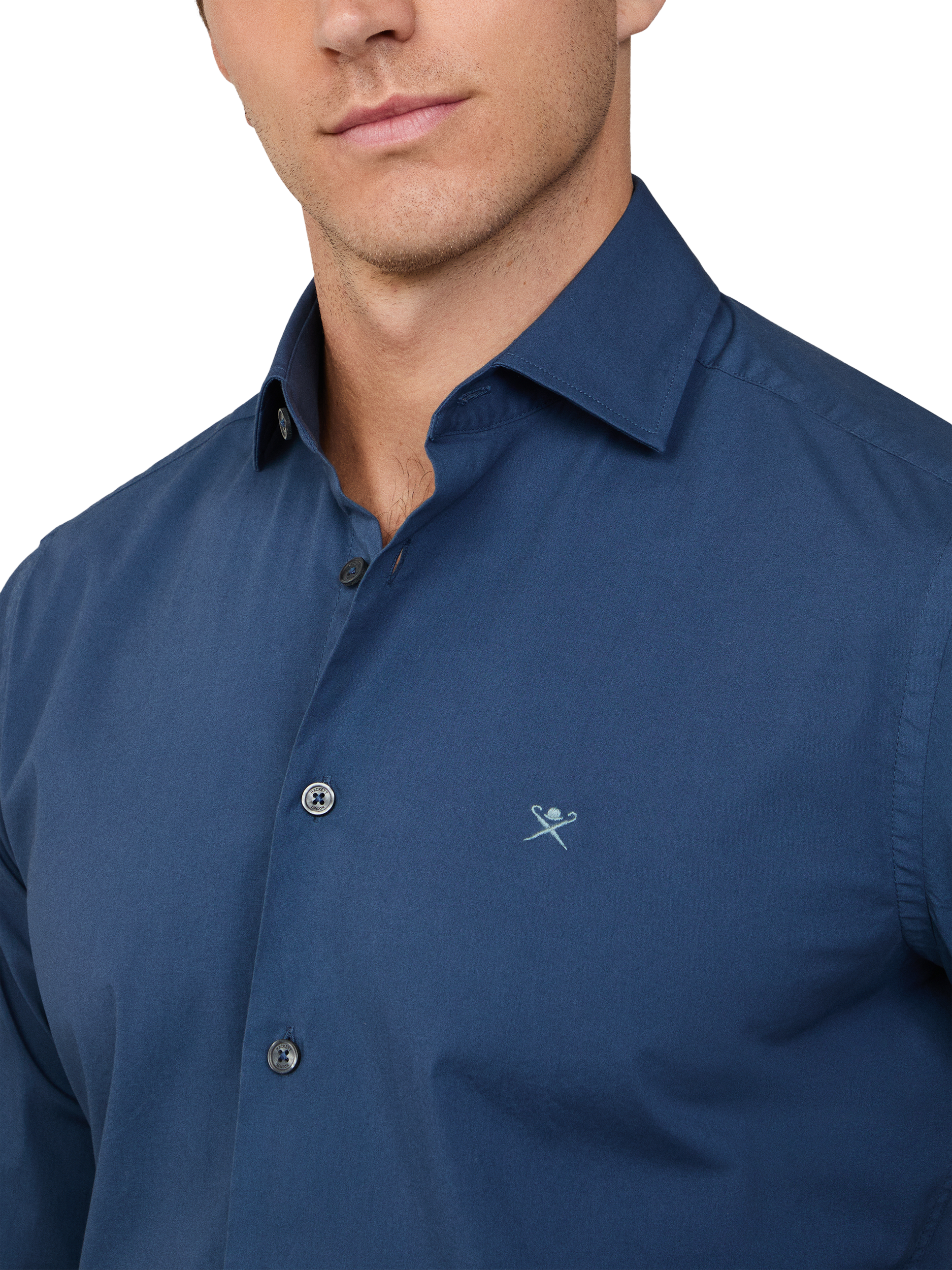 Product image 4 of 4, which shows Hackett London Cotton Blend Shirt, Dark Denim Blue, XXL