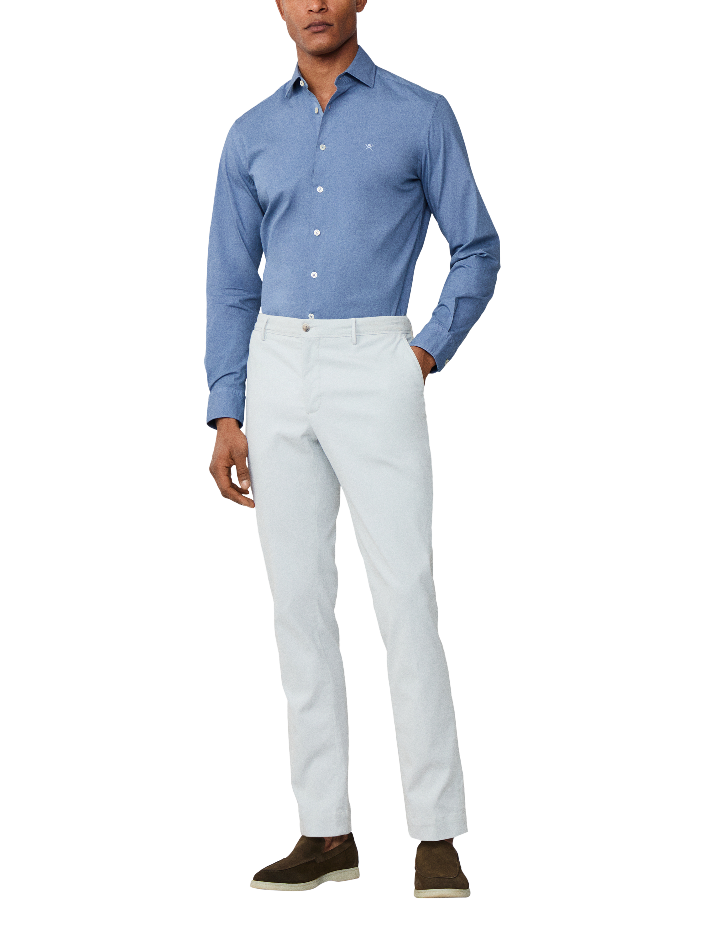 Product image 2 of 6, which shows Hackett London Cotton Blend Shirt, Chambray Blue, XXL