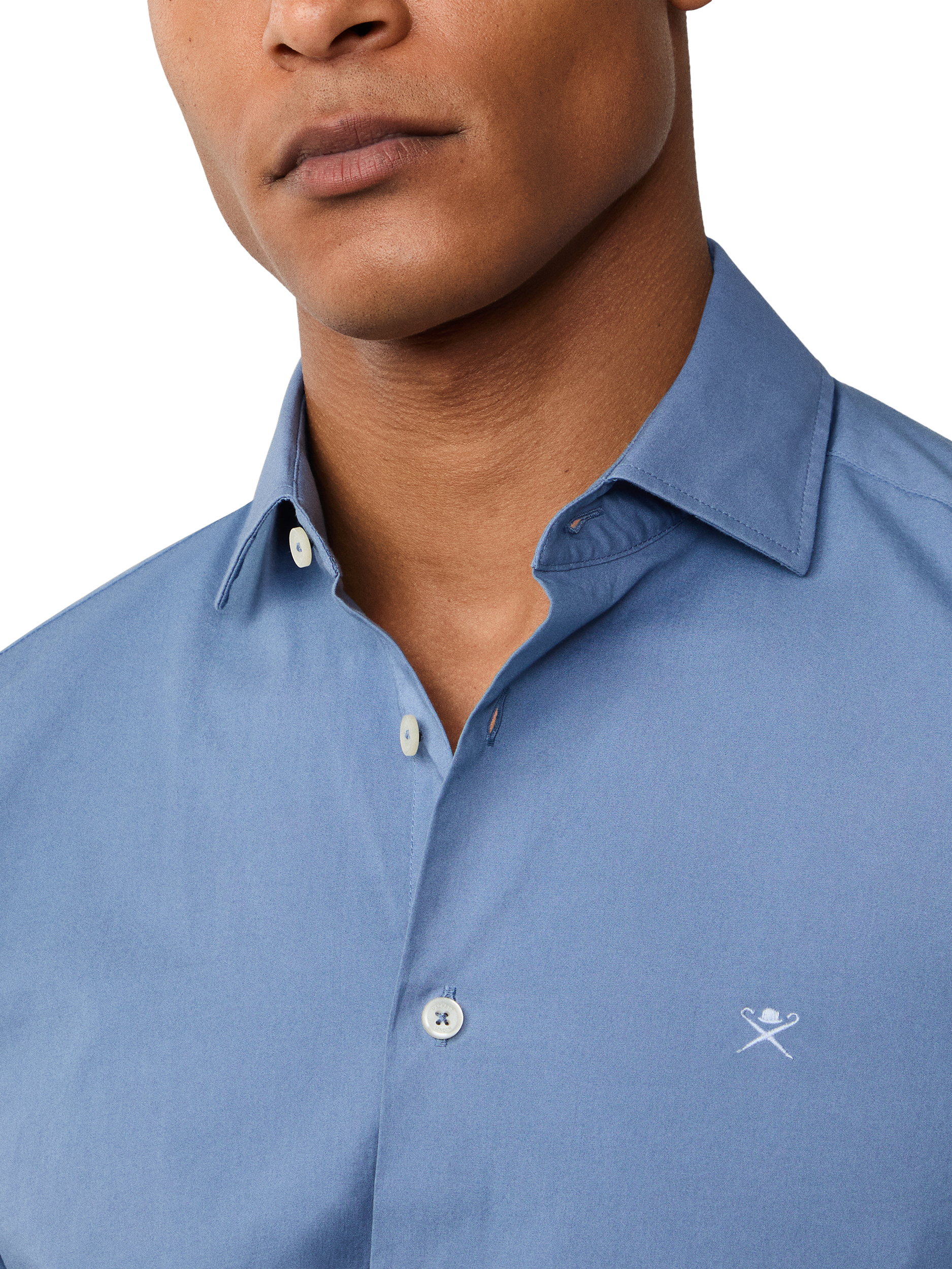Product image 4 of 6, which shows Hackett London Cotton Blend Shirt, Chambray Blue, XXL