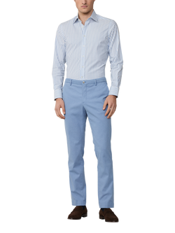 Hackett London Cotton Stripe Long Sleeve Collar Shirt - view 2, Steel Blue