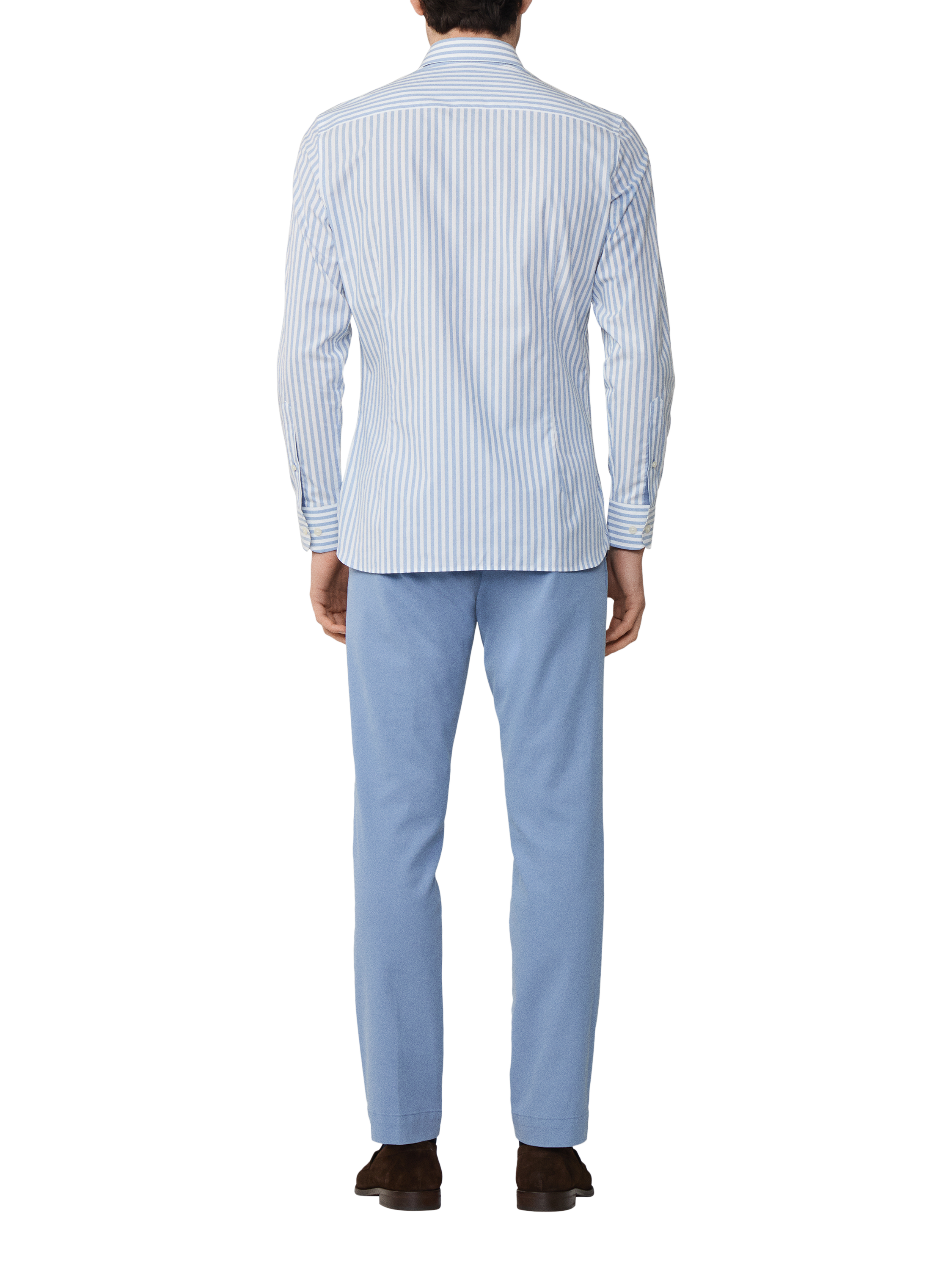 Product image 3 of 6, which shows Hackett London Cotton Stripe Long Sleeve Collar Shirt, Steel Blue, XXL