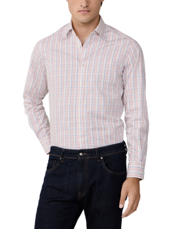 Hackett London Tailored Fit Bold Tattersall Shirt, White/Multi, White/Multi