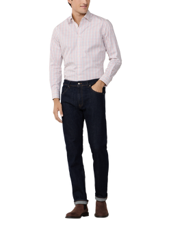 Hackett London Tailored Fit Bold Tattersall Shirt, White/Multi - view 2, White/Multi