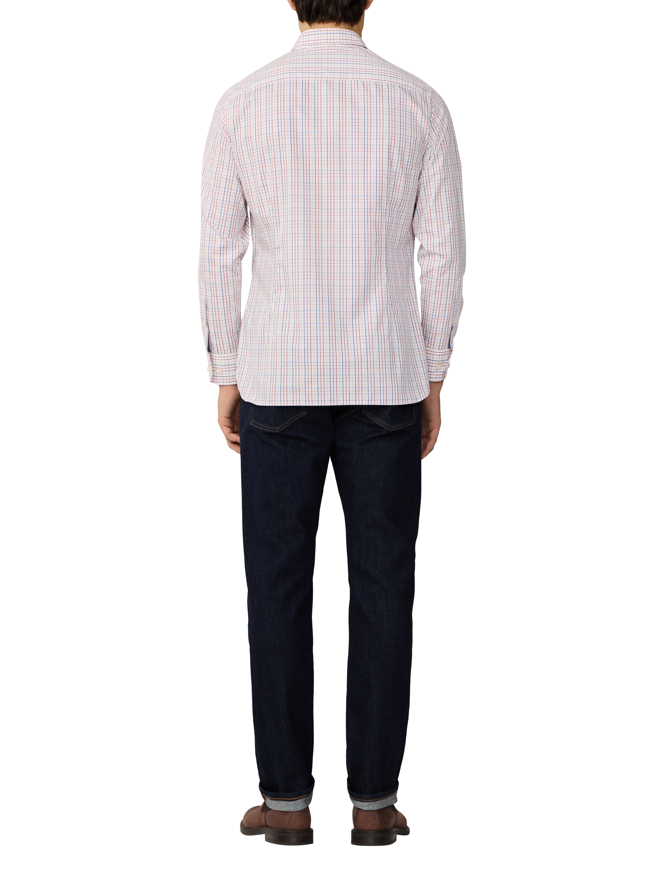 Product image 3 of 8, which shows Hackett London Tailored Fit Bold Tattersall Shirt, White/Multi, L