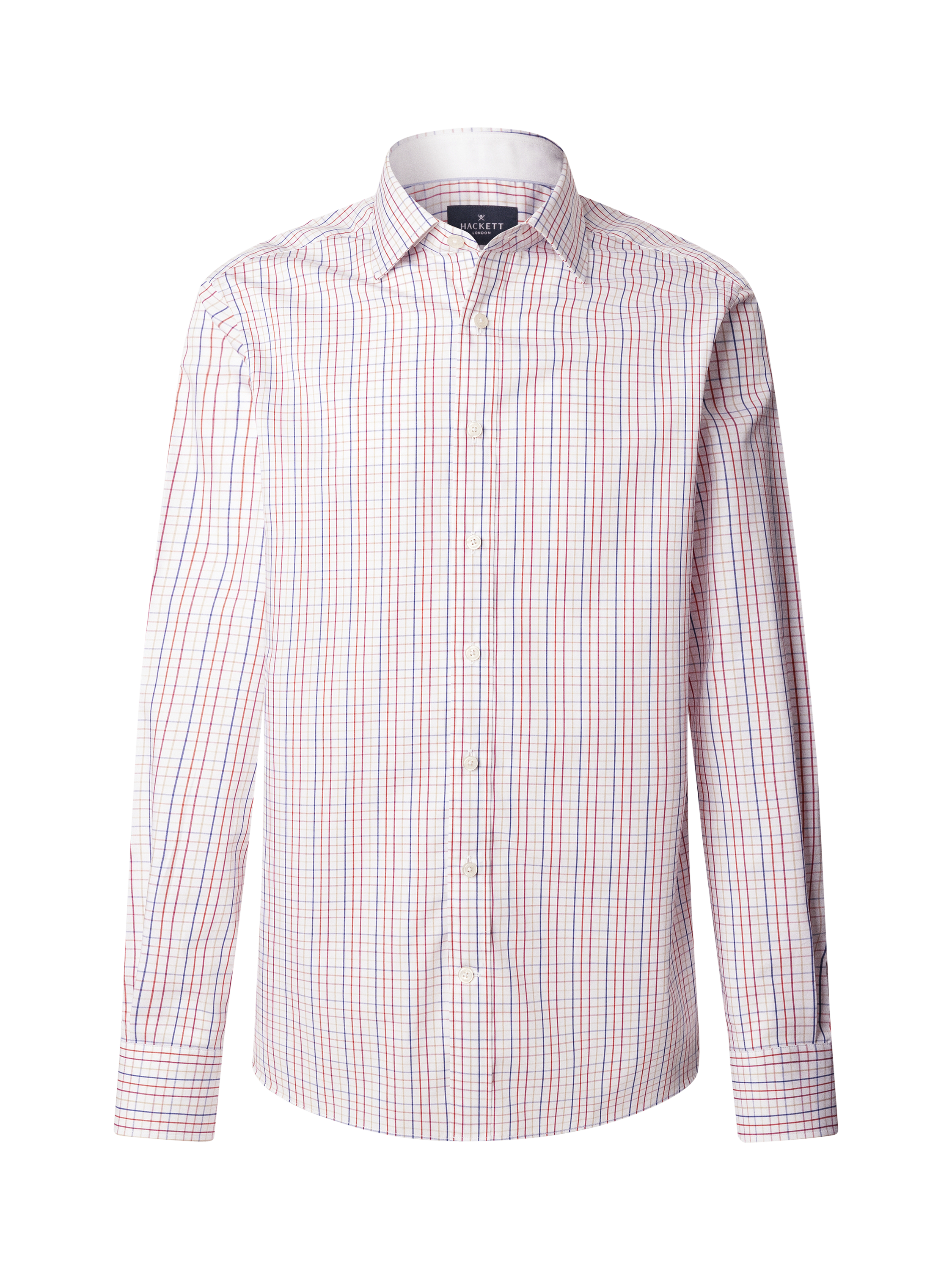 Product image 4 of 8, which shows Hackett London Tailored Fit Bold Tattersall Shirt, White/Multi, L