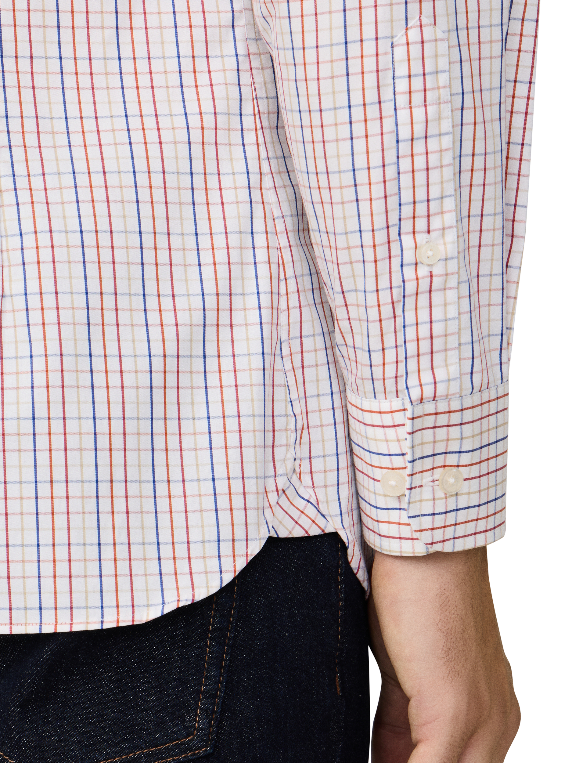 Product image 6 of 8, which shows Hackett London Tailored Fit Bold Tattersall Shirt, White/Multi, L