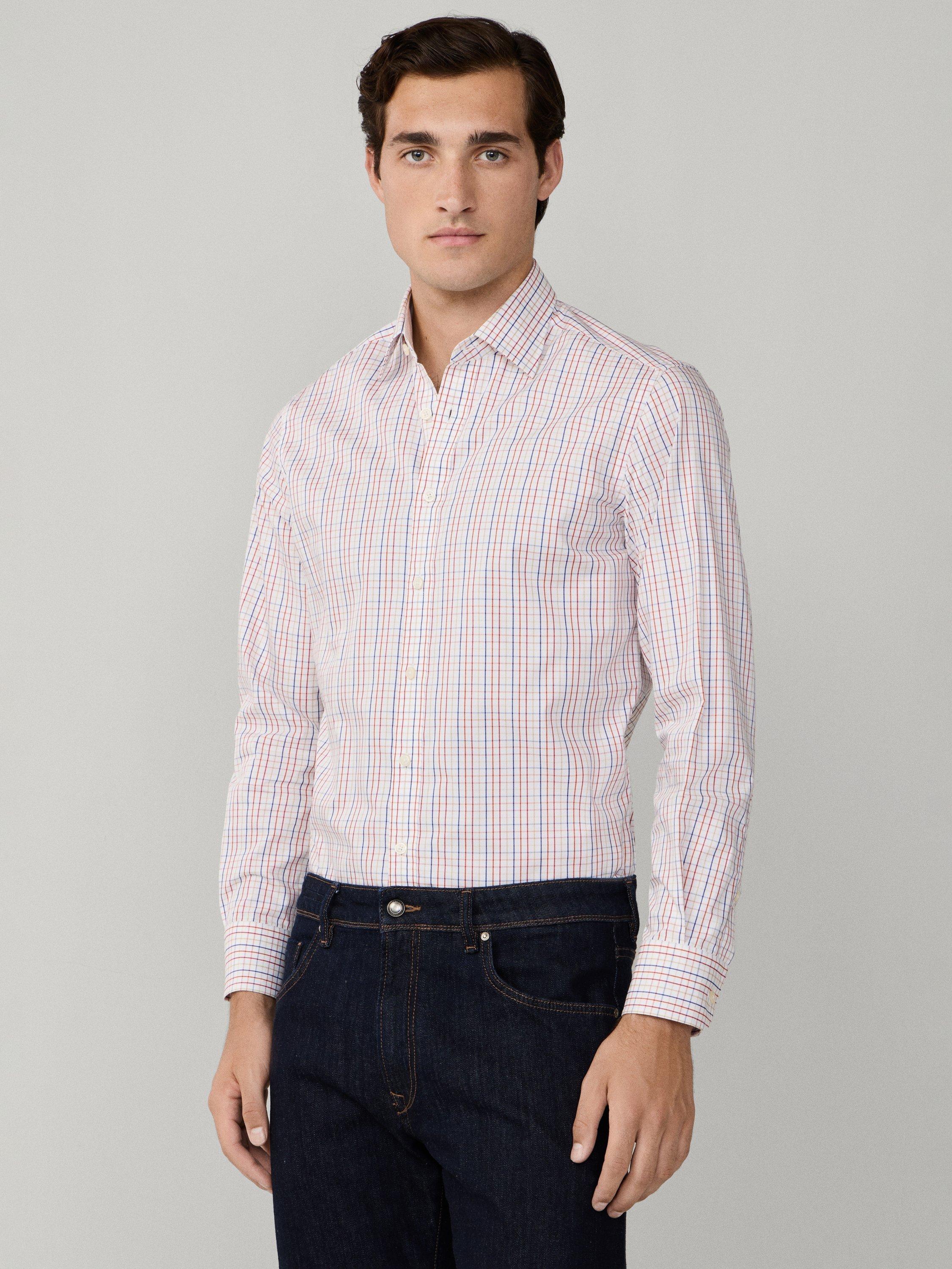 Product image 7 of 8, which shows Hackett London Tailored Fit Bold Tattersall Shirt, White/Multi, L