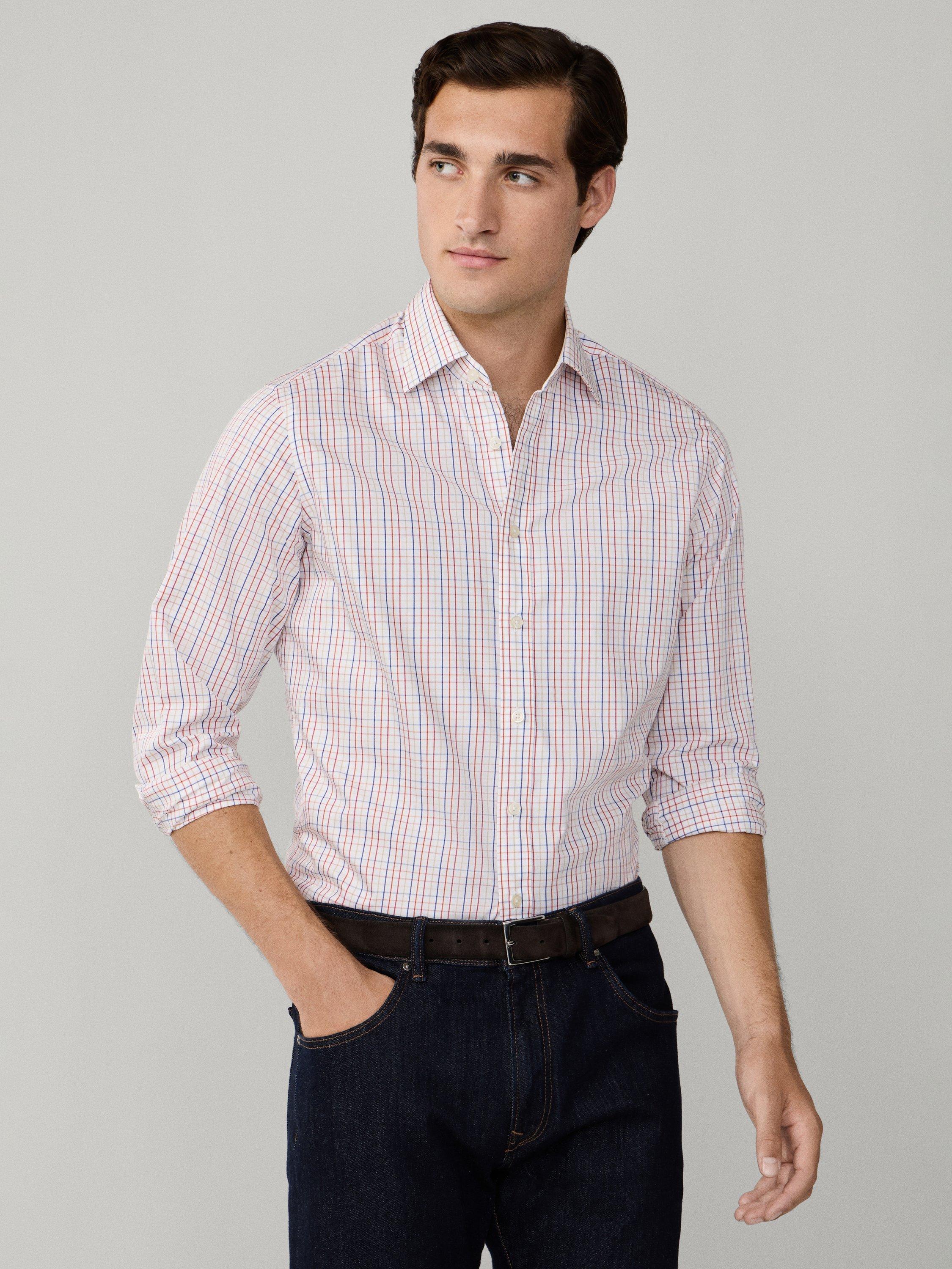 Product image 8 of 8, which shows Hackett London Tailored Fit Bold Tattersall Shirt, White/Multi, L