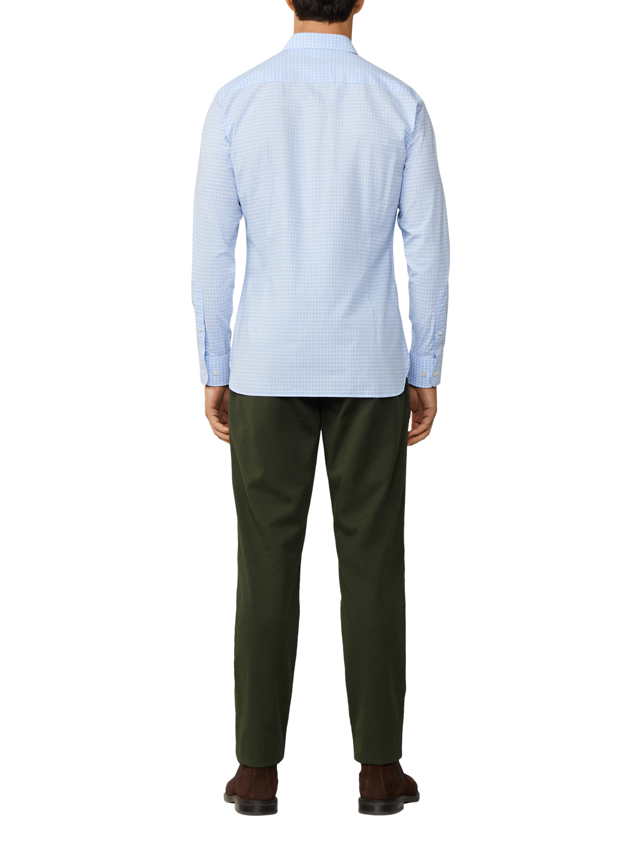 Product image 3 of 7, which shows Hackett London Cotton Check Long Sleeve Collar Shirt, Sky Blue, XXL