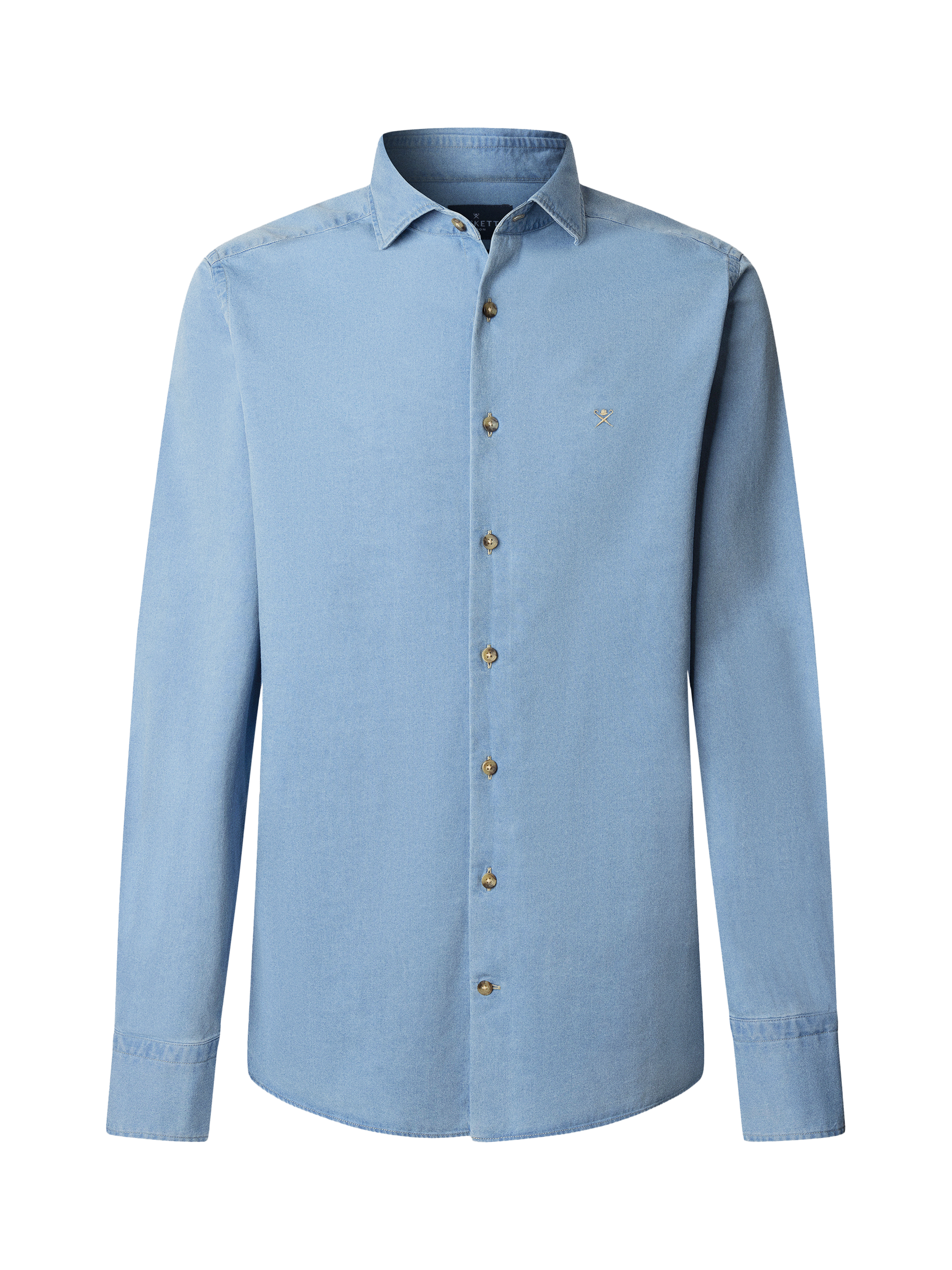 Product image 1 of 5, which shows Hackett London Tailored Fit Denim Shirt, Light Denim Blue, XXL