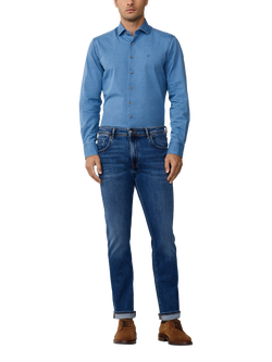 Hackett London Cotton Long Sleeve Collar Shirt - view 2, Denim Blue