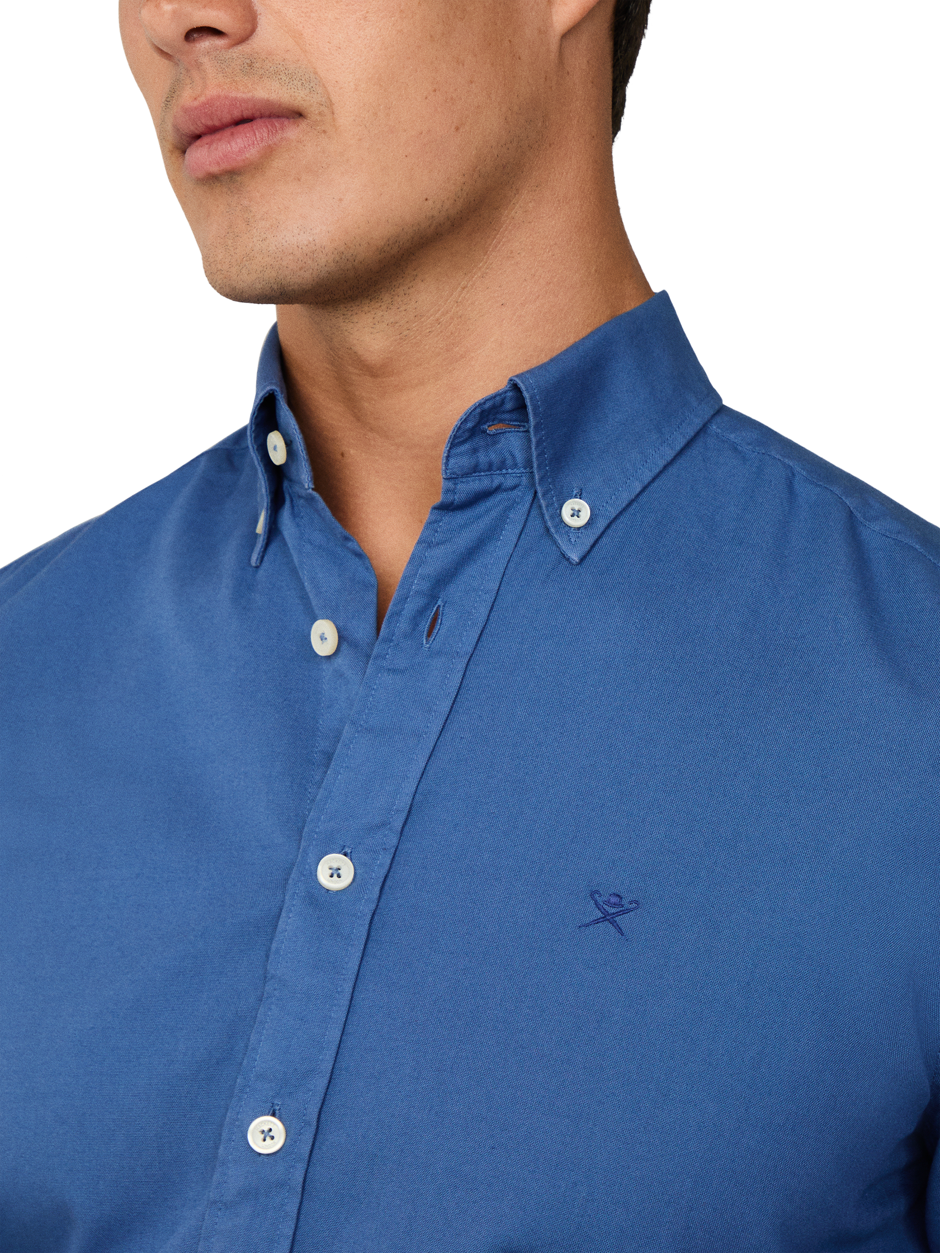 Product image 4 of 7, which shows Hackett London Button Down Collar Cotton Shirt, Eton Blue, L