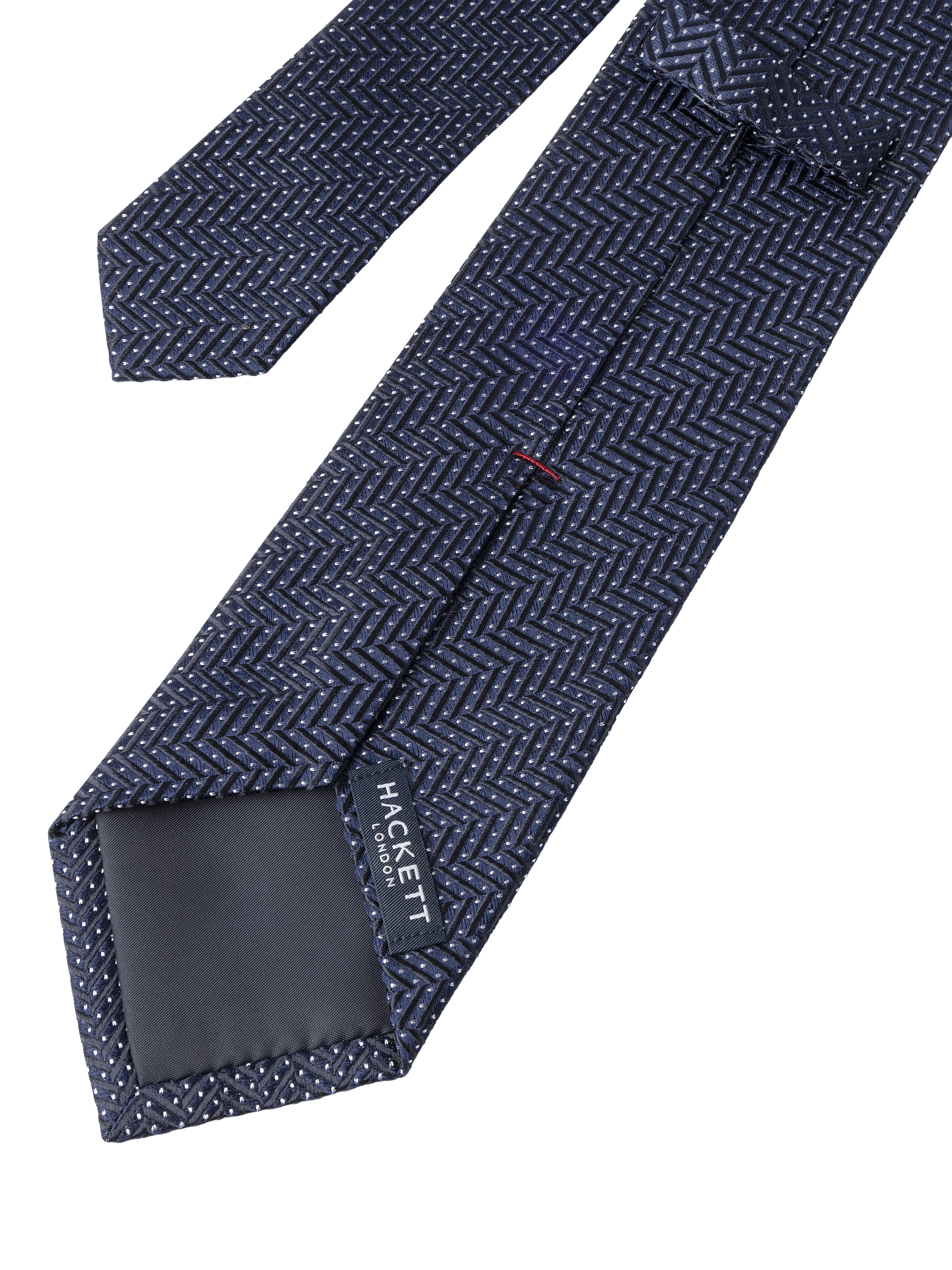 Product image 3 of 4, which shows Hackett London Polka Dot Herringbone Silk Tie, Navy, One Size